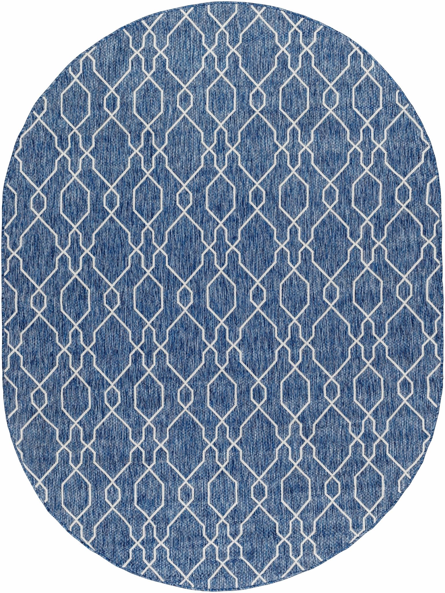 Aldford Denim Modern Geometrical Blue And Cream Machine Woven Outdoor Carpet - Image 18