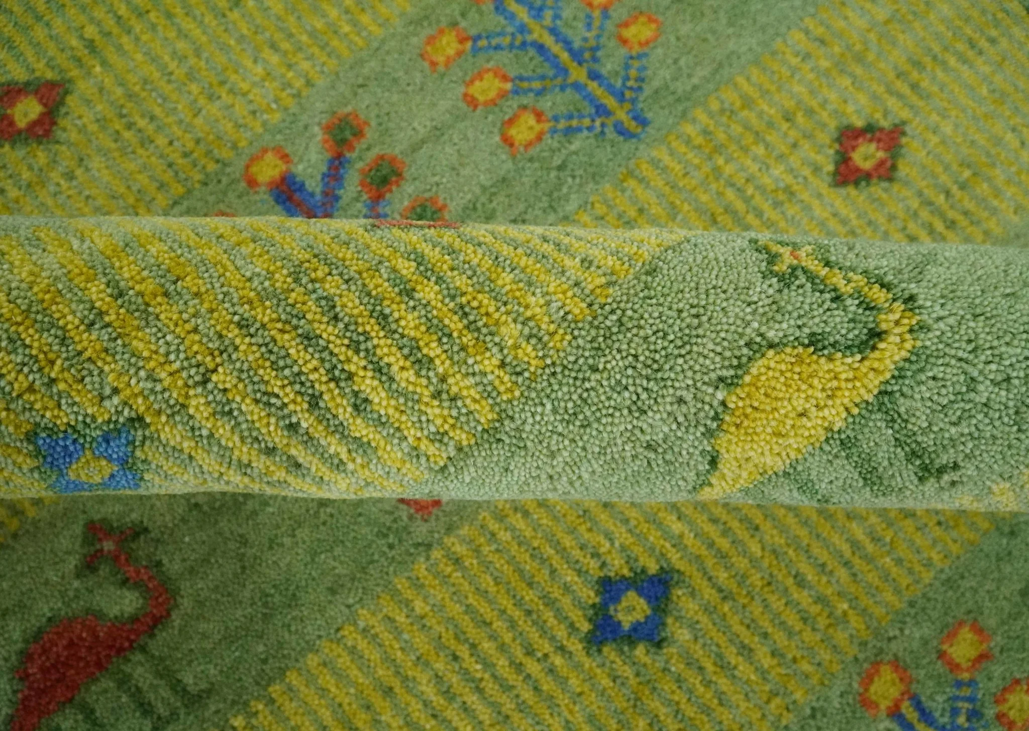 Animal and Tree Life Green, Blue and Rust Hand knotted Traditional Multi Size Wool Area Rug, Kids, Living Room and Bedroom Rug - Image 10