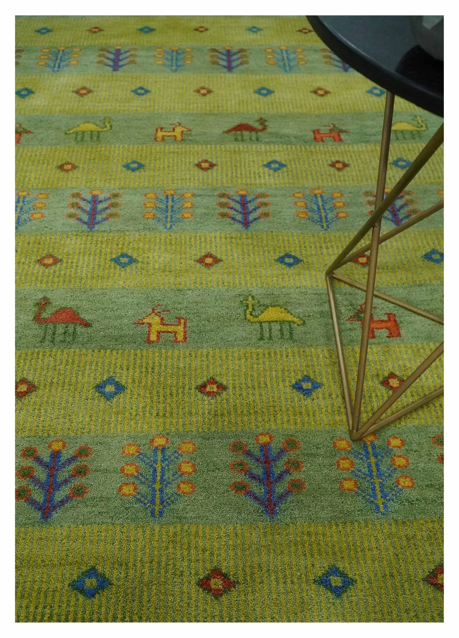 Animal and Tree Life Green, Blue and Rust Hand knotted Traditional Multi Size Wool Area Rug, Kids, Living Room and Bedroom Rug - Image 8