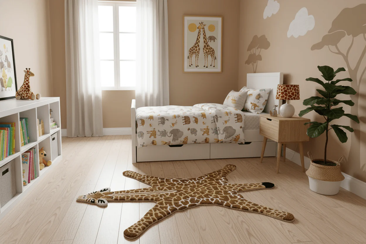 Animal Giraffe Brown Hand Tufted 3x5 Wool Area Rug - Image 2