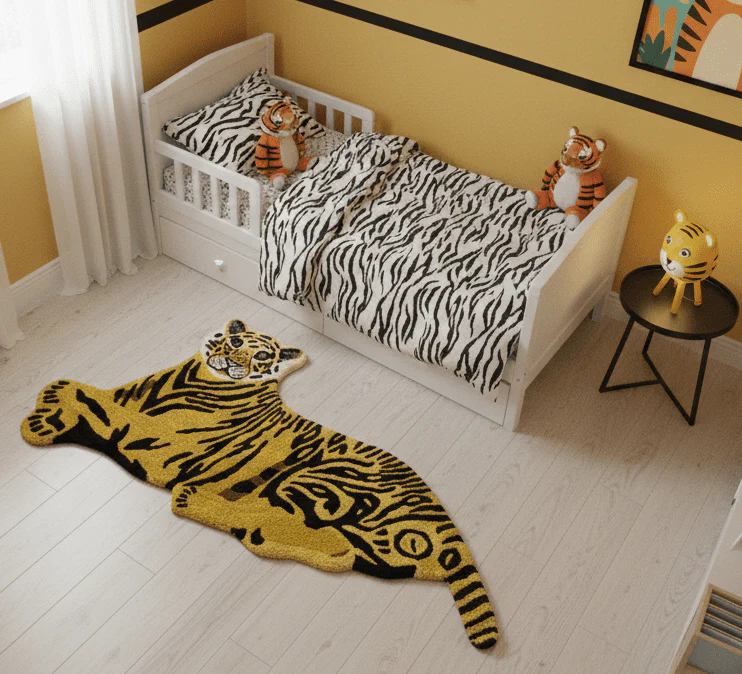 Animal Gold Tiger 3x5 Hand Tufted Wool Area Rug - Image 2