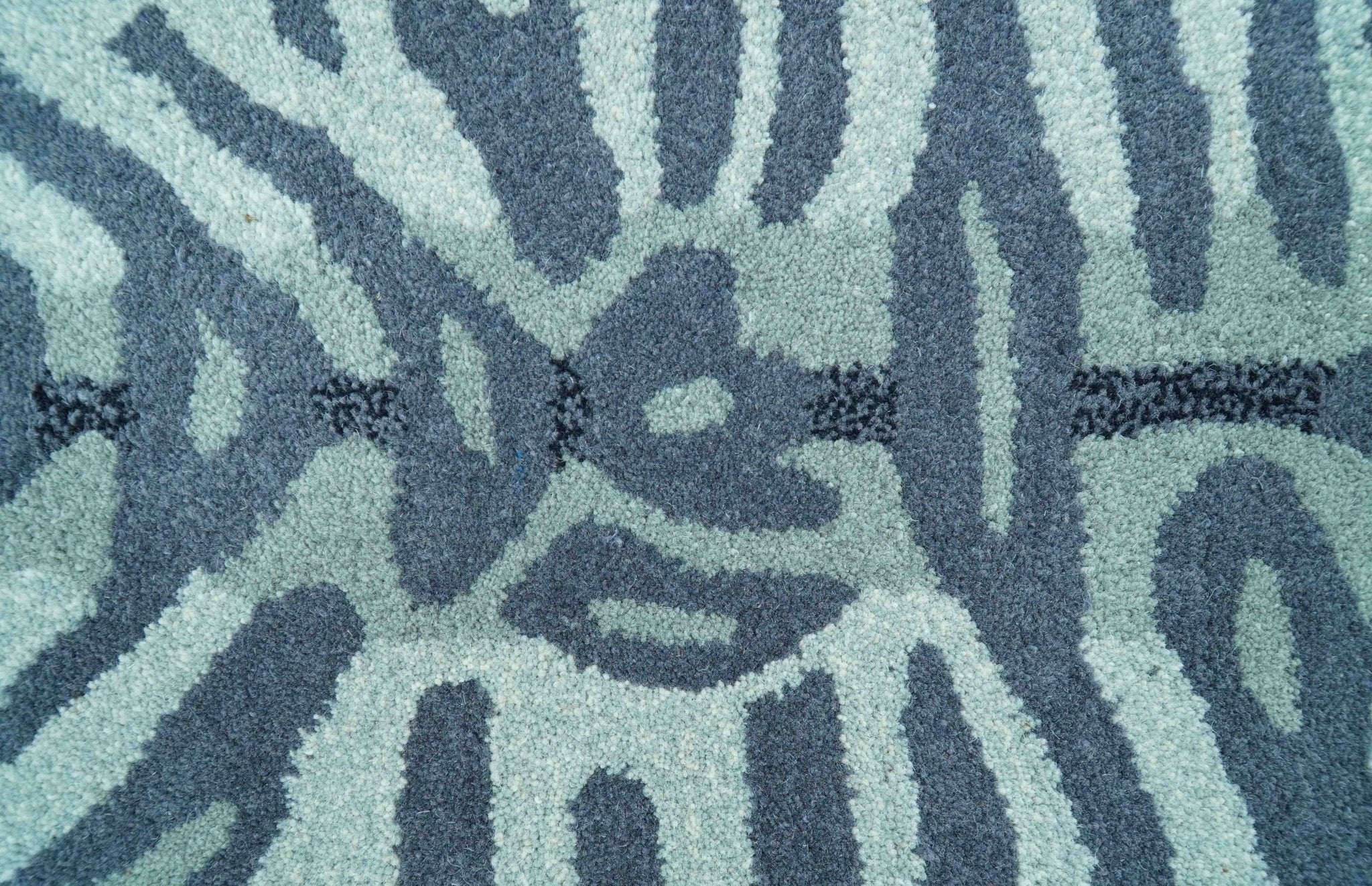 Animal Tiger Blue Hand Tufted 3x5 Wool Area Rug - Image 4