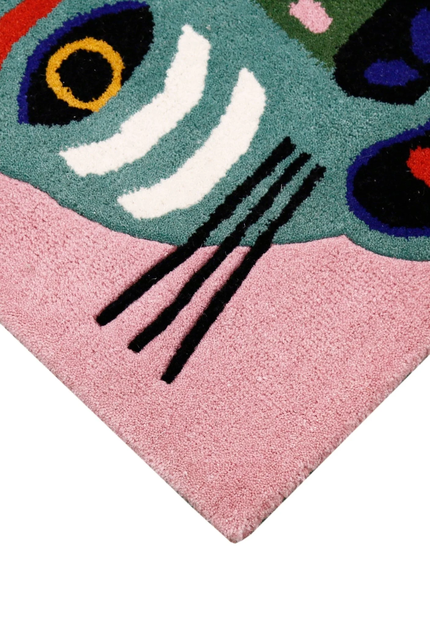 Animal Tribal Critter Pink Hand Tufted 4x4 Wool Area Rug - Image 3