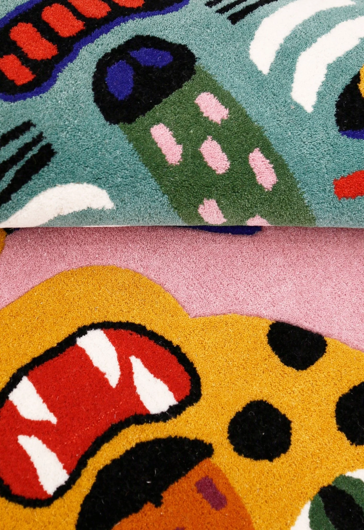 Animal Tribal Critter Pink Hand Tufted 4x4 Wool Area Rug - Image 6