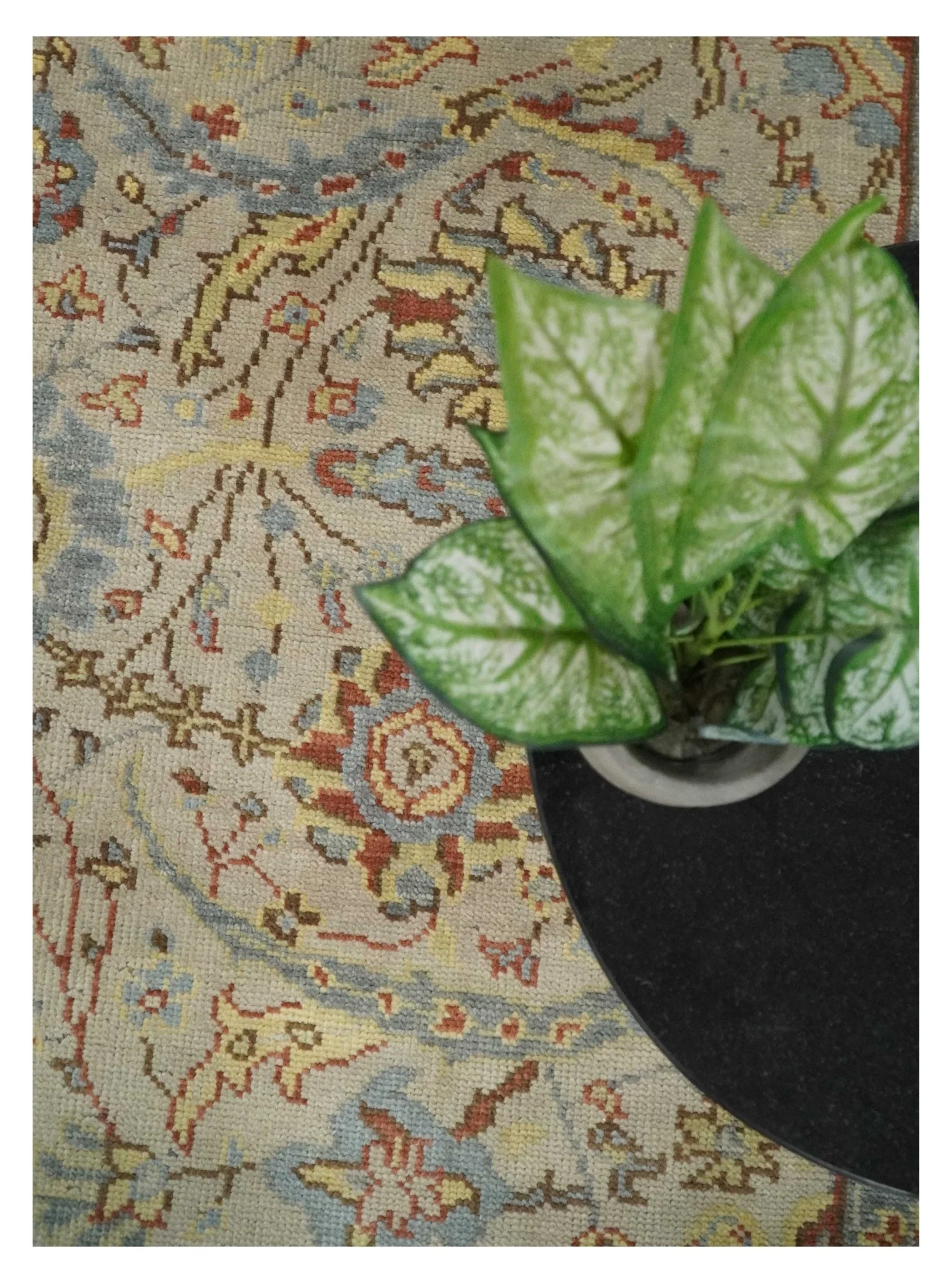 Custom Made Antique look Beige, Rust and Blue Traditional Vintage Style Hand Knotted Wool Area Rug - Image 7