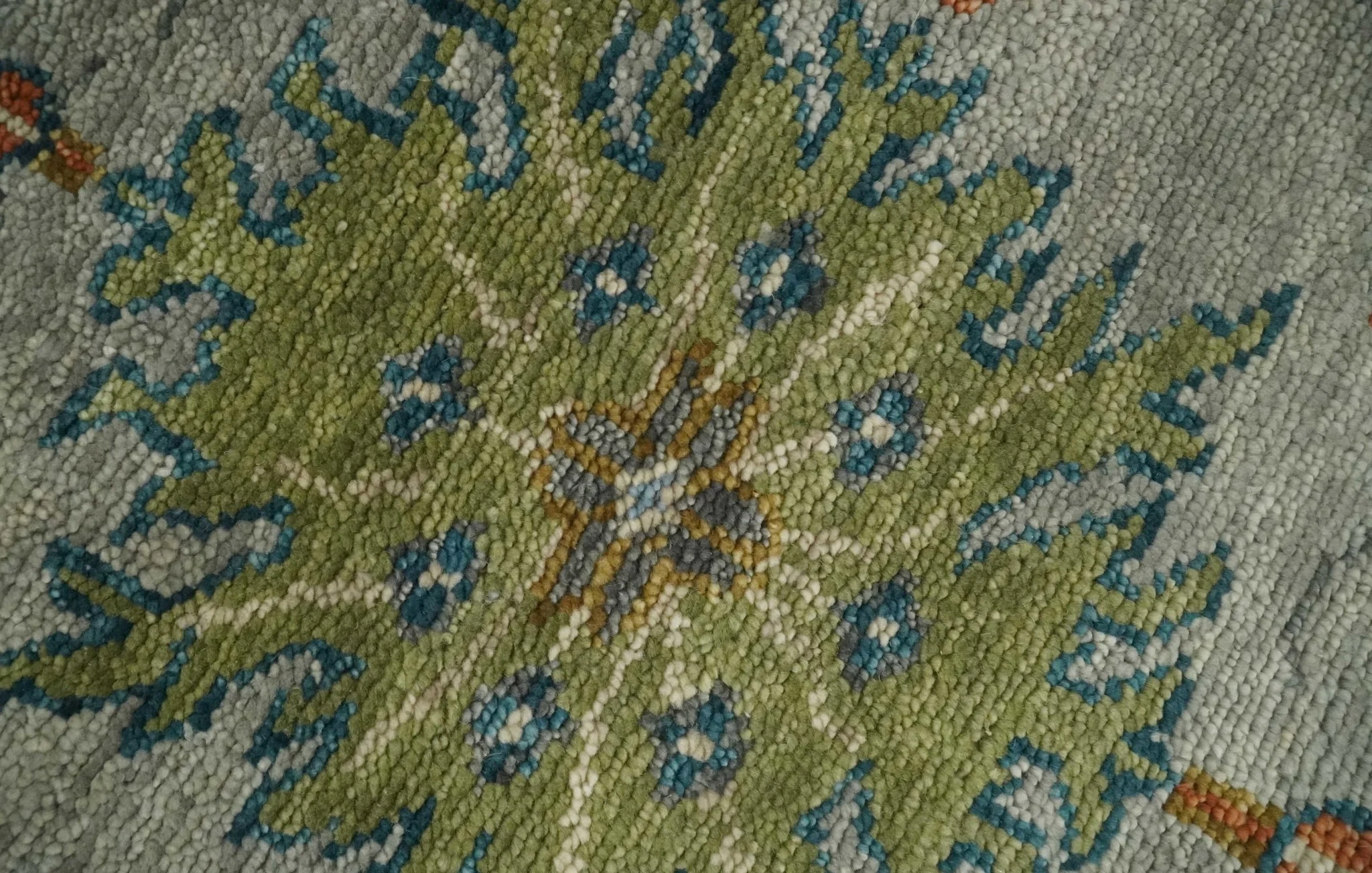 Antique Hand Knotted Gray, Beige and Blue Traditional Oushak Vintage Style Multi Size Wool area Rug - Image 5