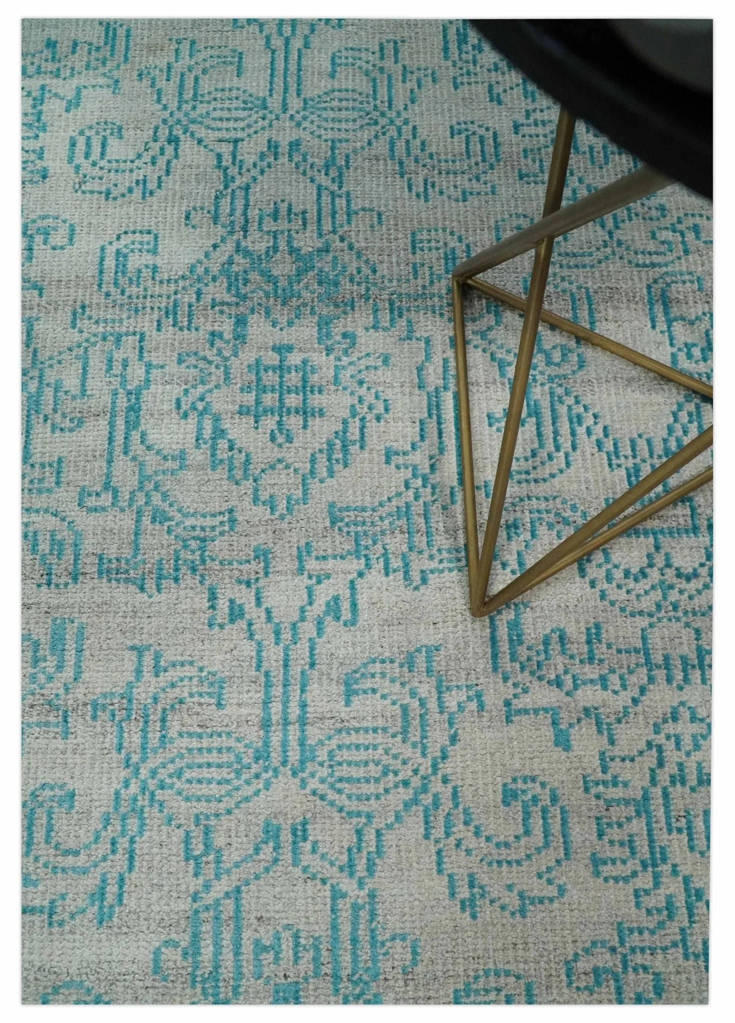 Antique 5x8 Hand Knotted Silver and Blue Persian made of Recycled Silk Area Rug | OP77 - Image 5