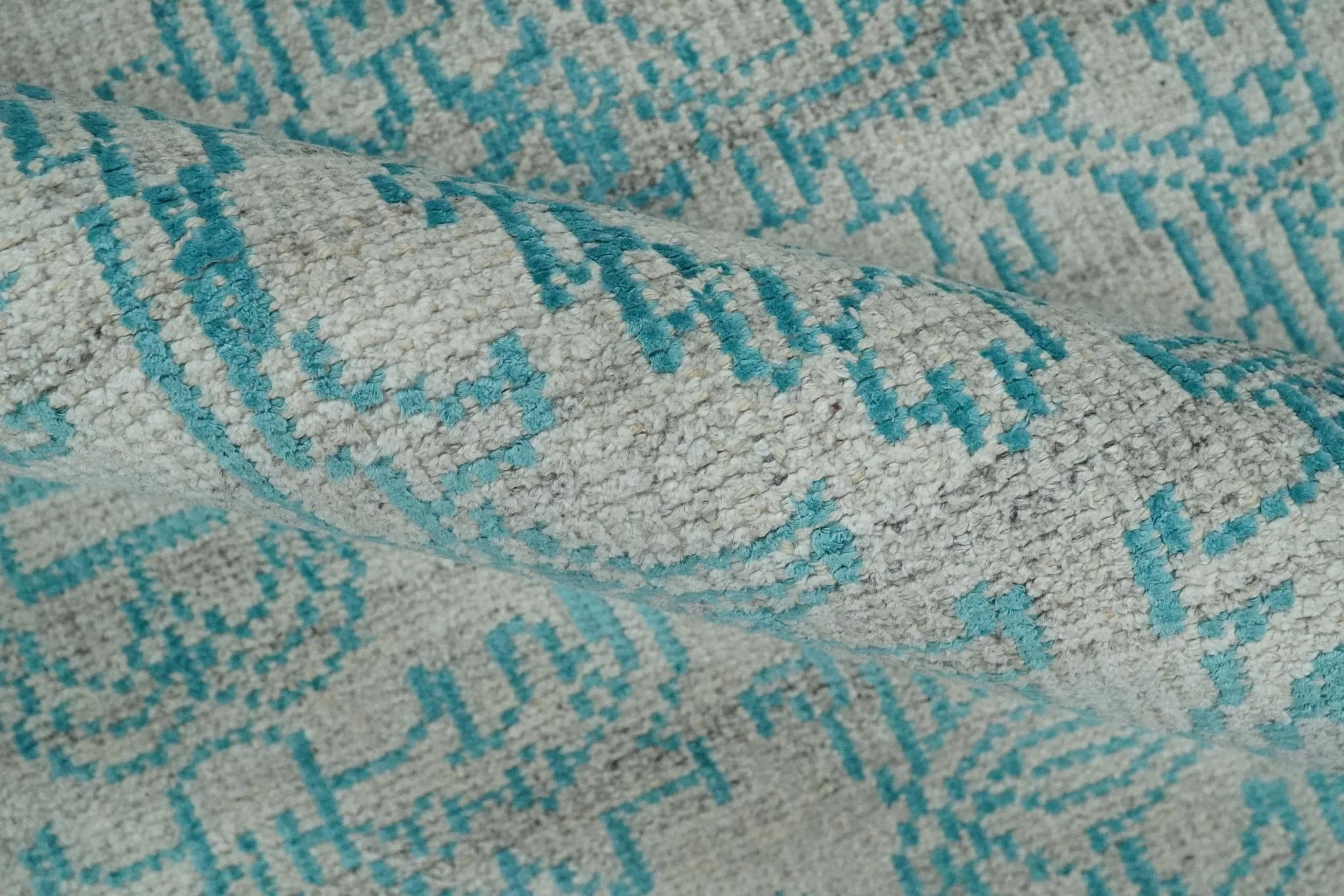 Antique 5x8 Hand Knotted Silver and Blue Persian made of Recycled Silk Area Rug | OP77 - Image 6