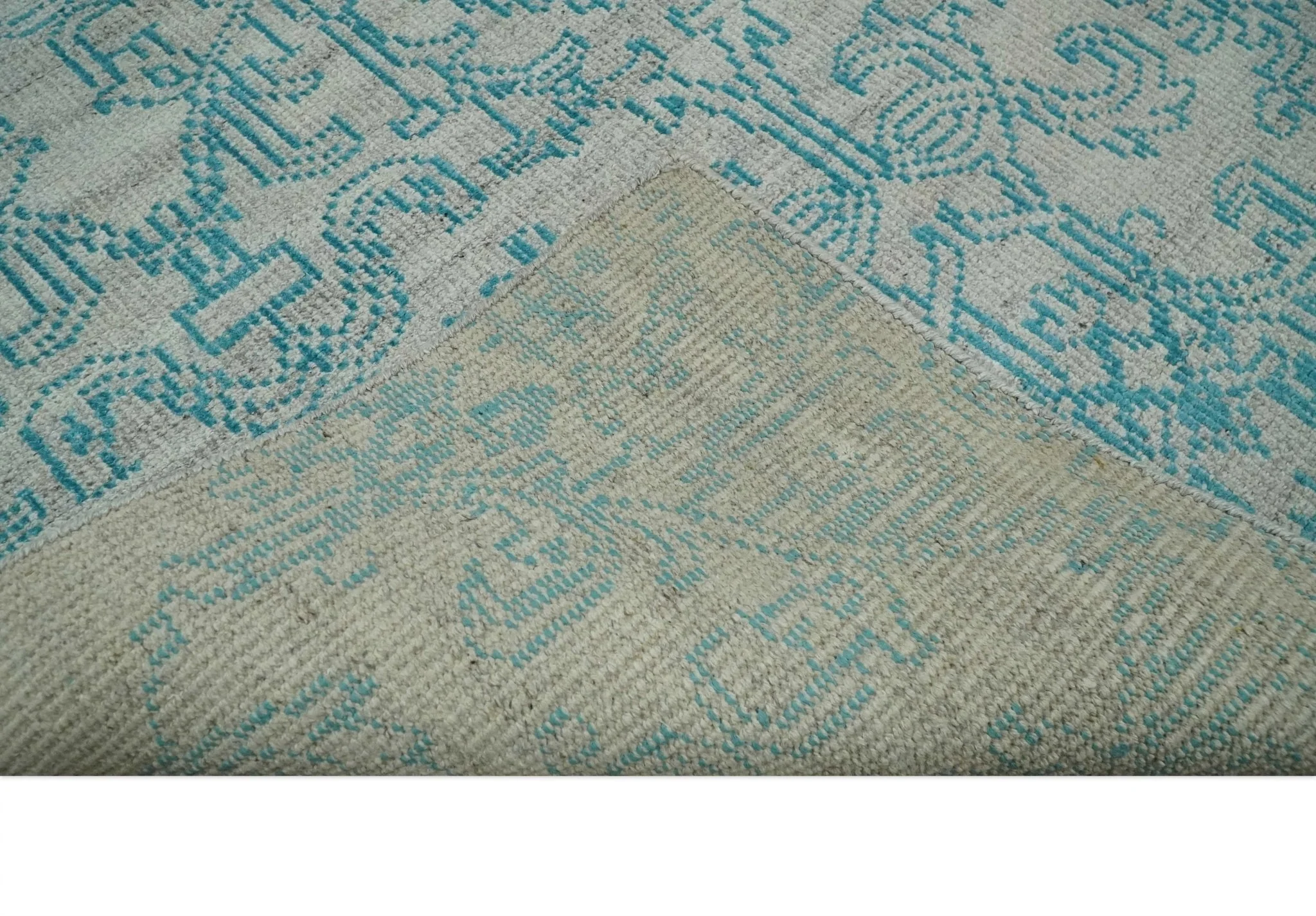 Antique 5x8 Hand Knotted Silver and Blue Persian made of Recycled Silk Area Rug | OP77 - Image 7