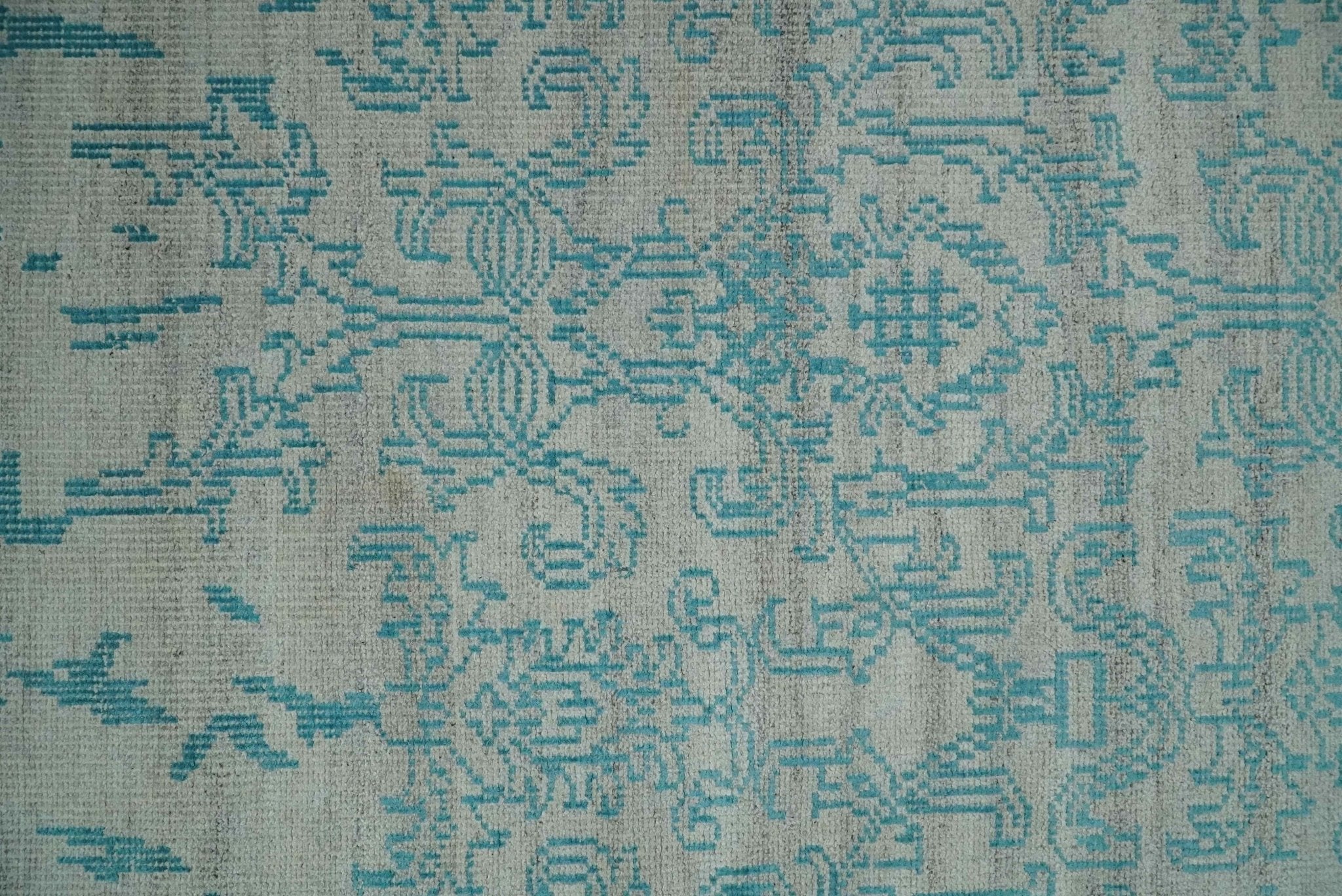 Antique 5x8 Hand Knotted Silver and Blue Persian made of Recycled Silk Area Rug | OP77 - Image 8