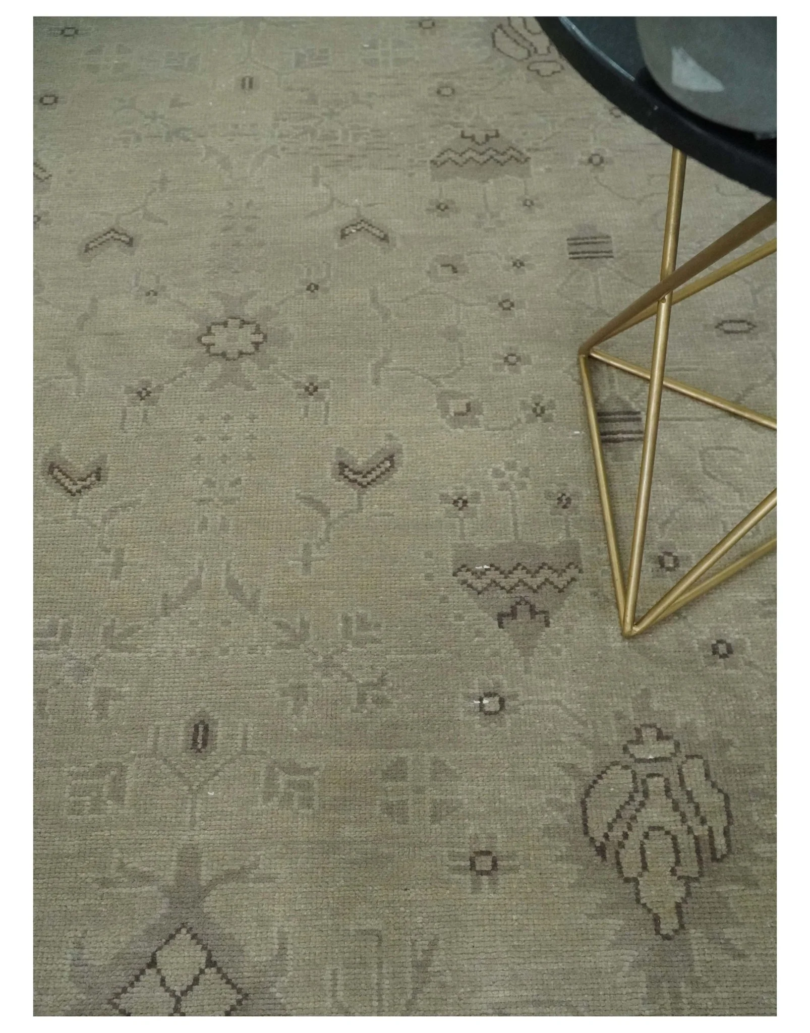 Antique 8x10 Hand Knotted Beige Traditional Vintage Persian Oushak Wool Rug | AC21810 - Image 2