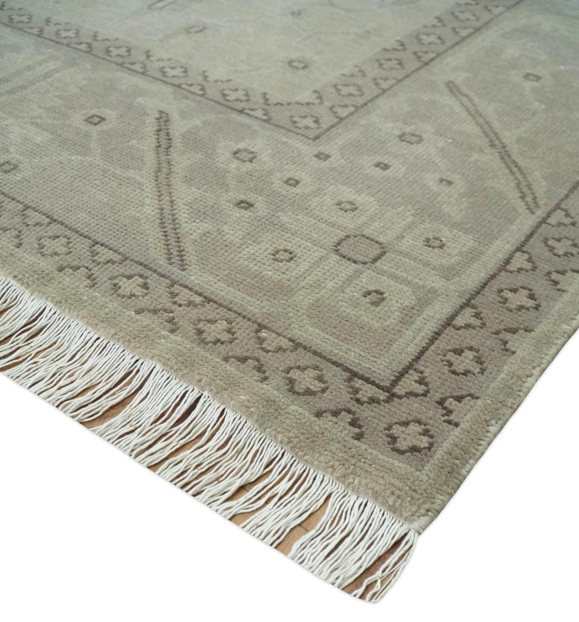 Antique 8x10 Hand Knotted Beige Traditional Vintage Persian Oushak Wool Rug | AC21810 - Image 5