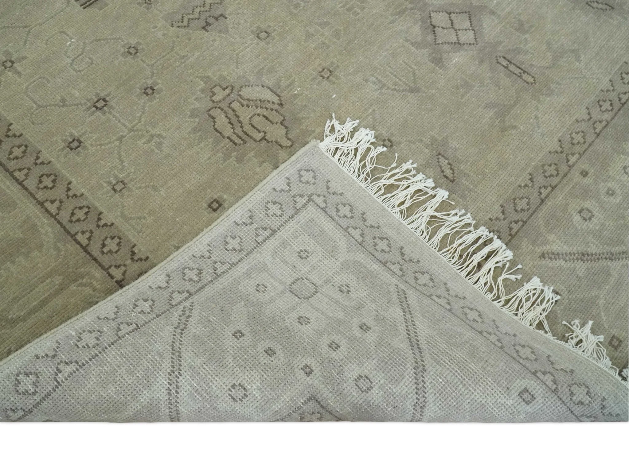 Antique 8x10 Hand Knotted Beige Traditional Vintage Persian Oushak Wool Rug | AC21810 - Image 6