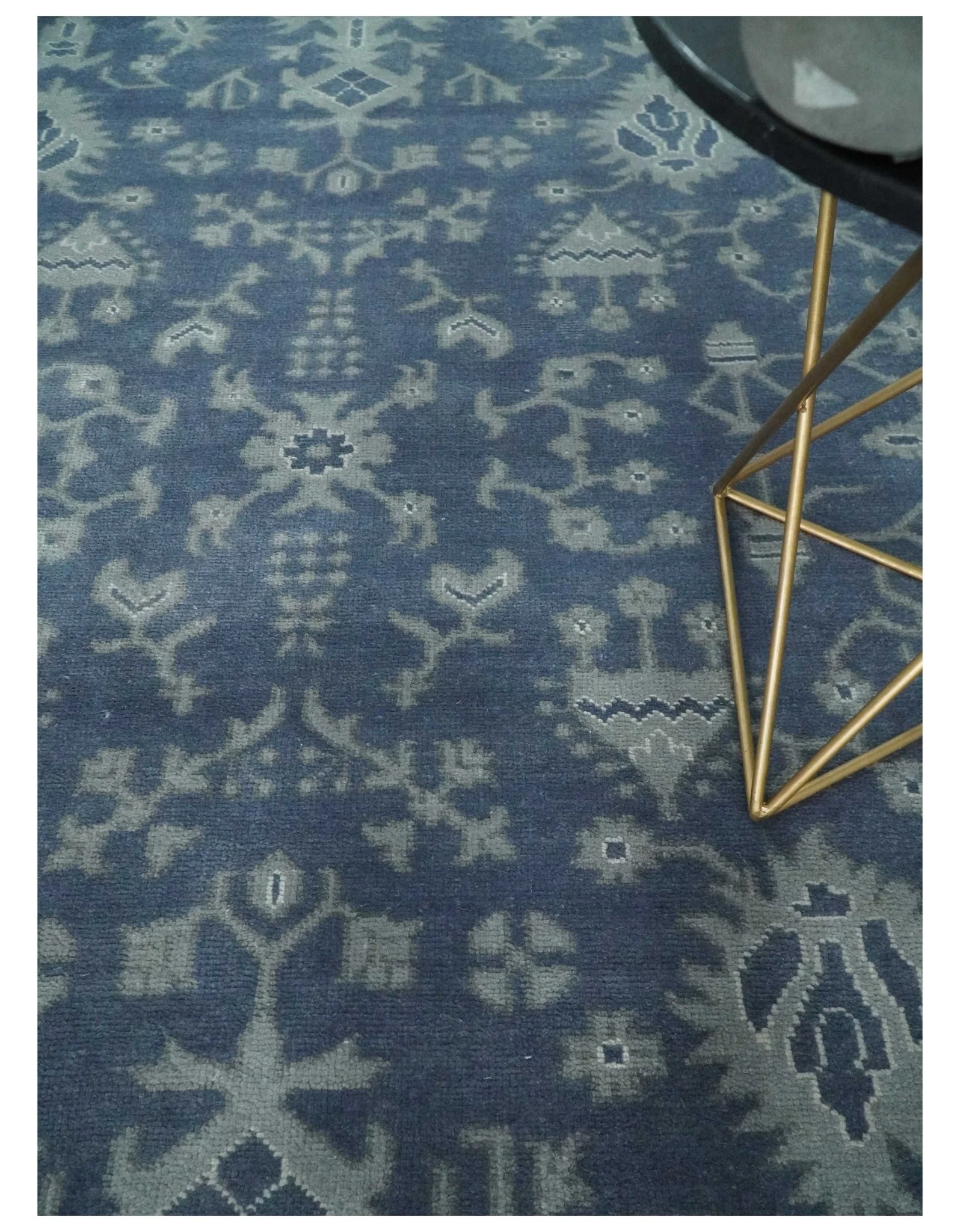 Antique 8x10 Hand Knotted Blue and Gray Traditional Vintage Persian Style Wool Rug | AC24810 - Image 2