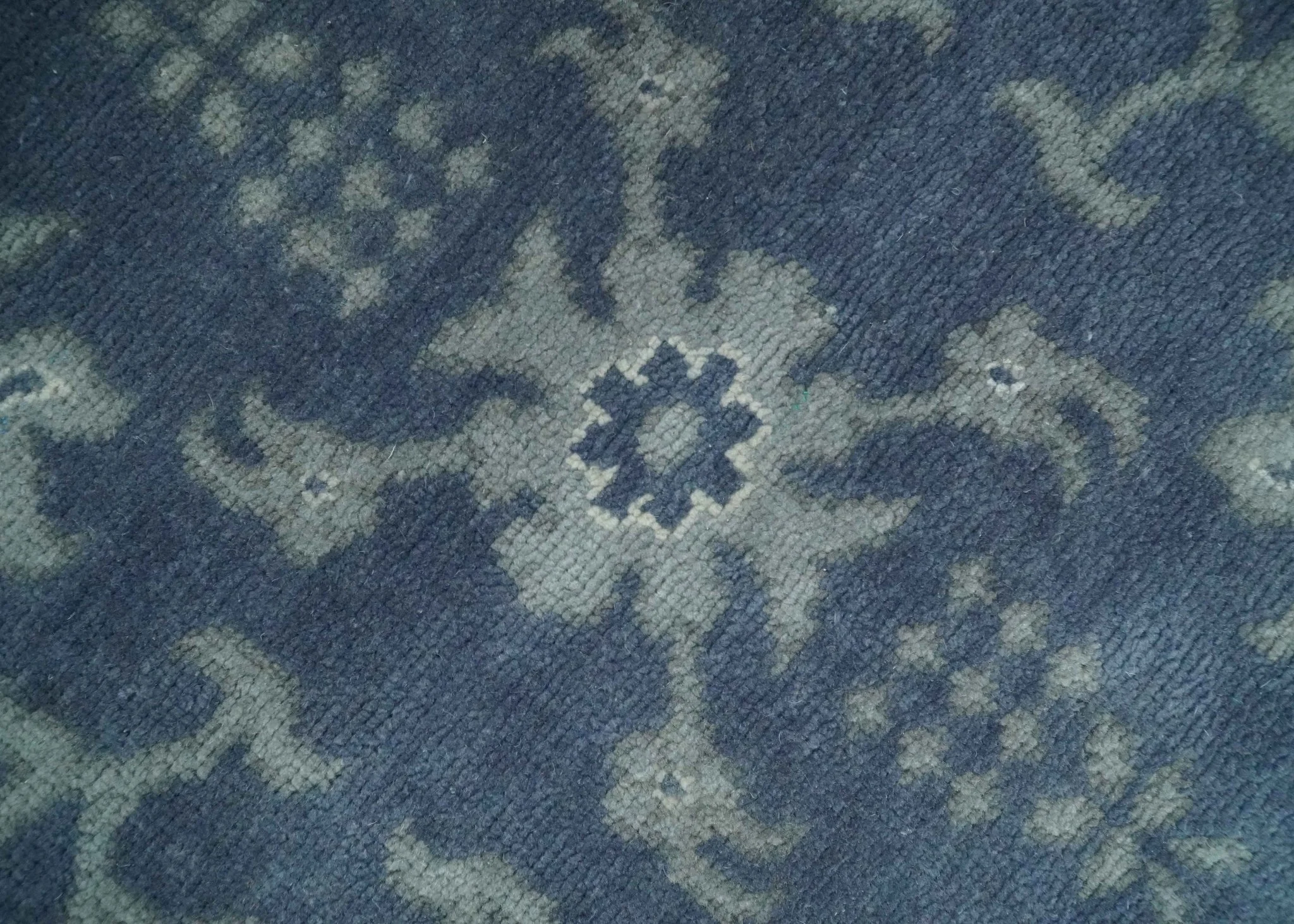 Antique 8x10 Hand Knotted Blue and Gray Traditional Vintage Persian Style Wool Rug | AC24810 - Image 4