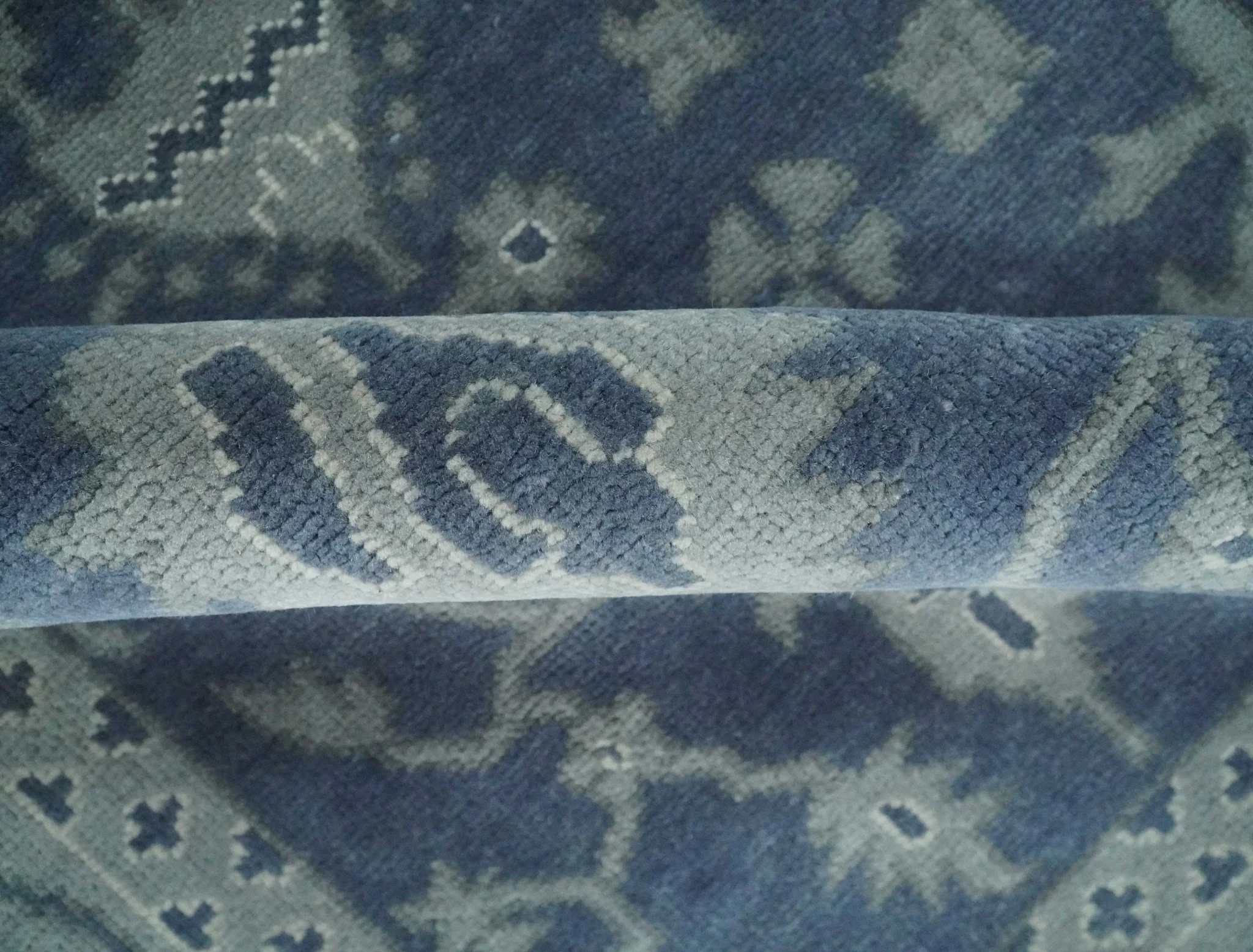 Antique 8x10 Hand Knotted Blue and Gray Traditional Vintage Persian Style Wool Rug | AC24810 - Image 8