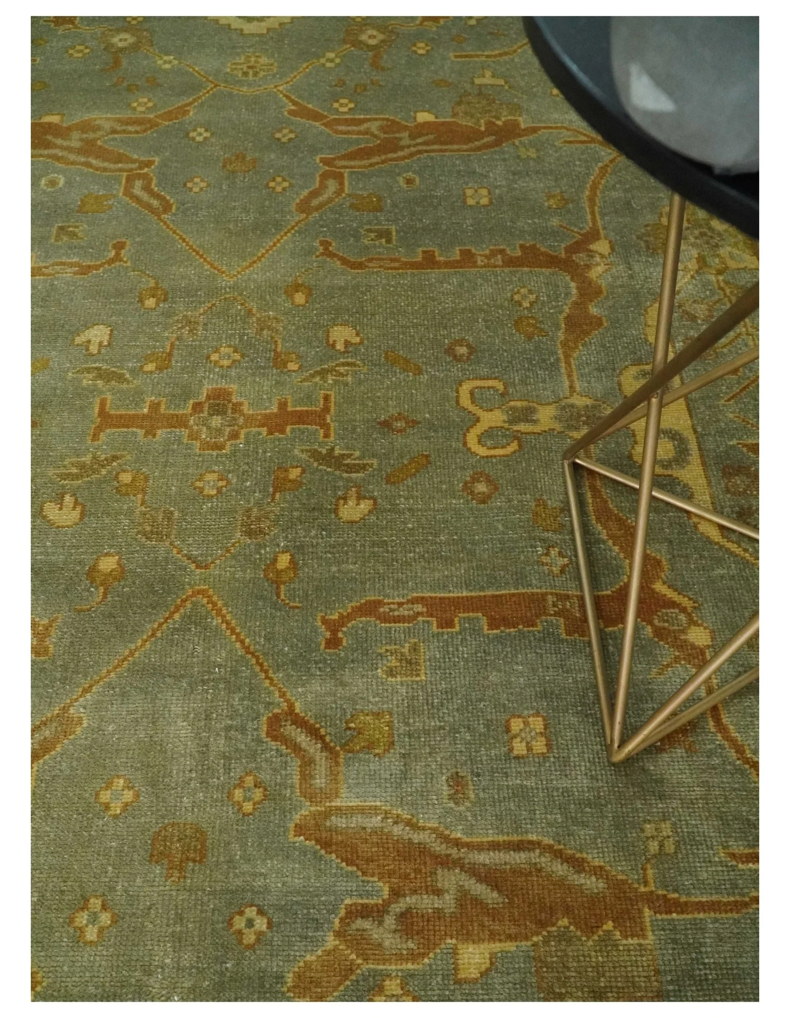 Antique Moss 8x10 Hand Knotted Gray and Brown Traditional Vintage Persian Style Wool Rug | AC22810 - Image 2