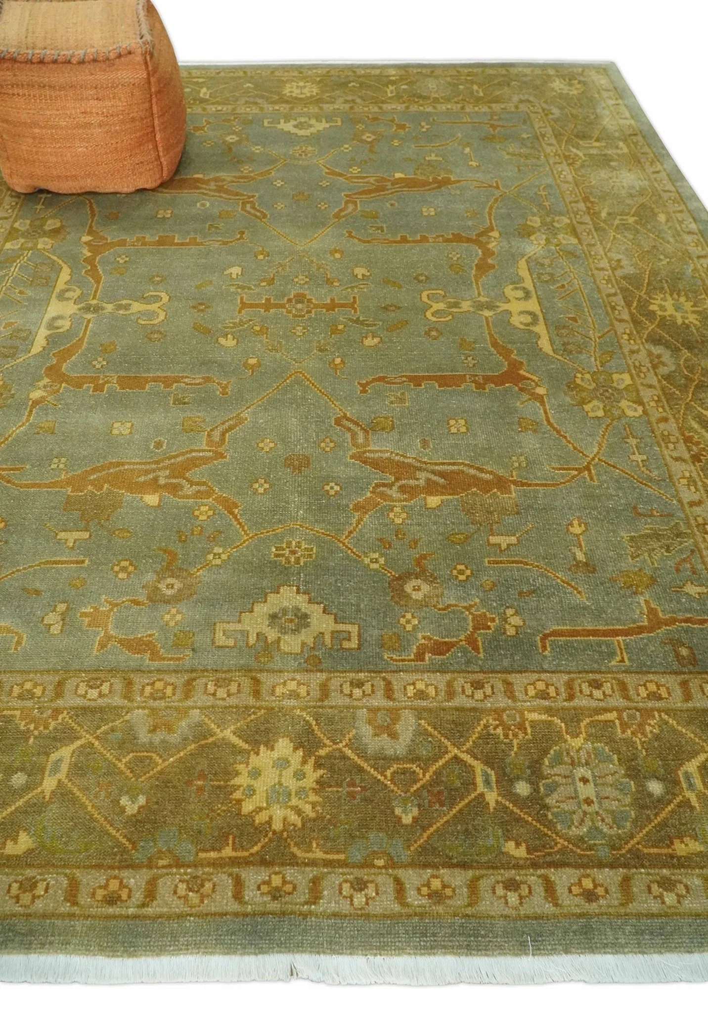 Antique Moss 8x10 Hand Knotted Gray and Brown Traditional Vintage Persian Style Wool Rug | AC22810 - Image 3