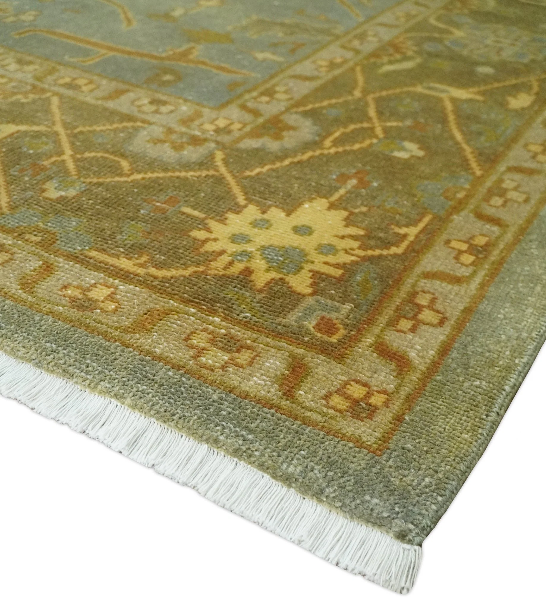 Antique Moss 8x10 Hand Knotted Gray and Brown Traditional Vintage Persian Style Wool Rug | AC22810 - Image 5