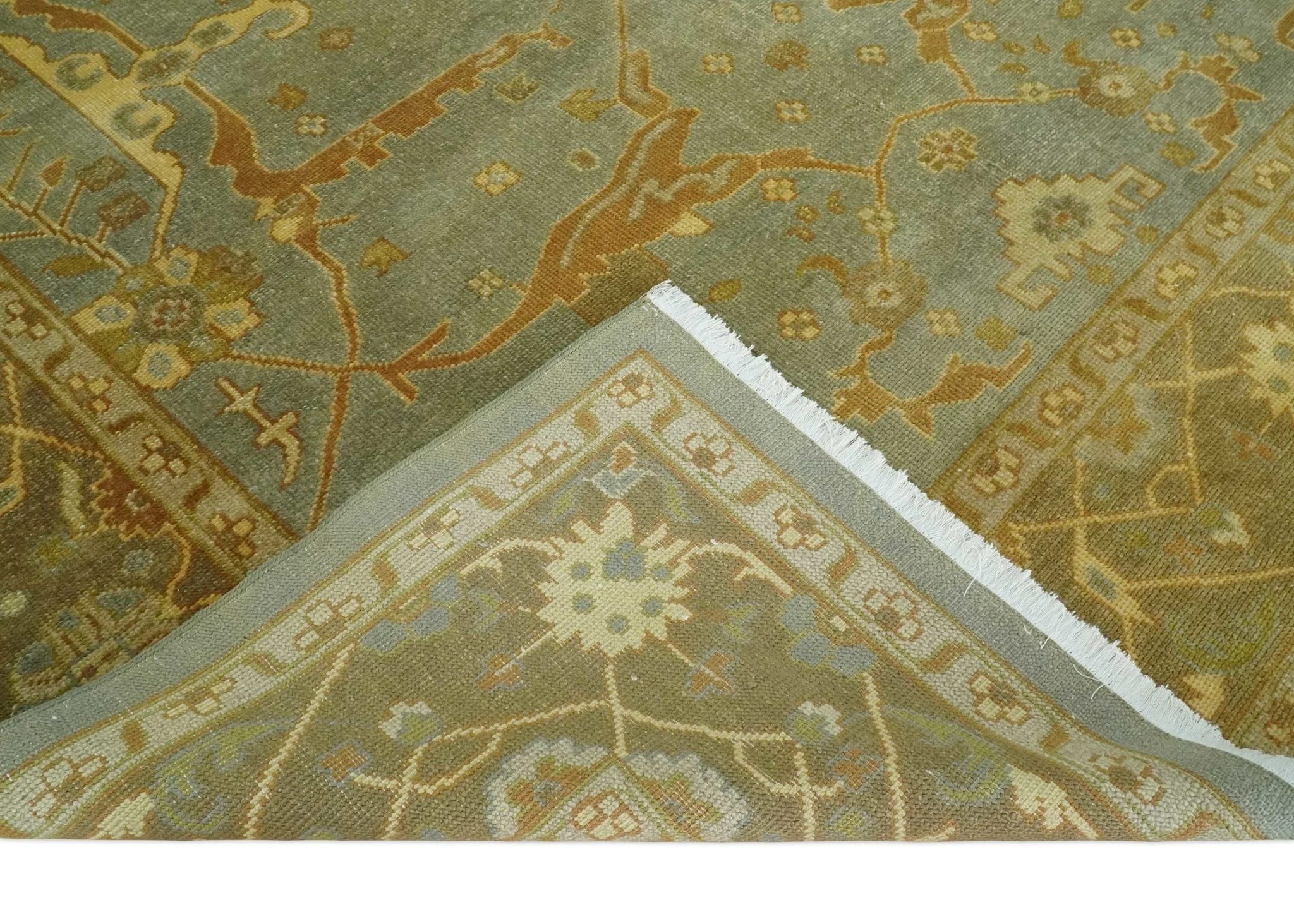 Antique Moss 8x10 Hand Knotted Gray and Brown Traditional Vintage Persian Style Wool Rug | AC22810 - Image 6