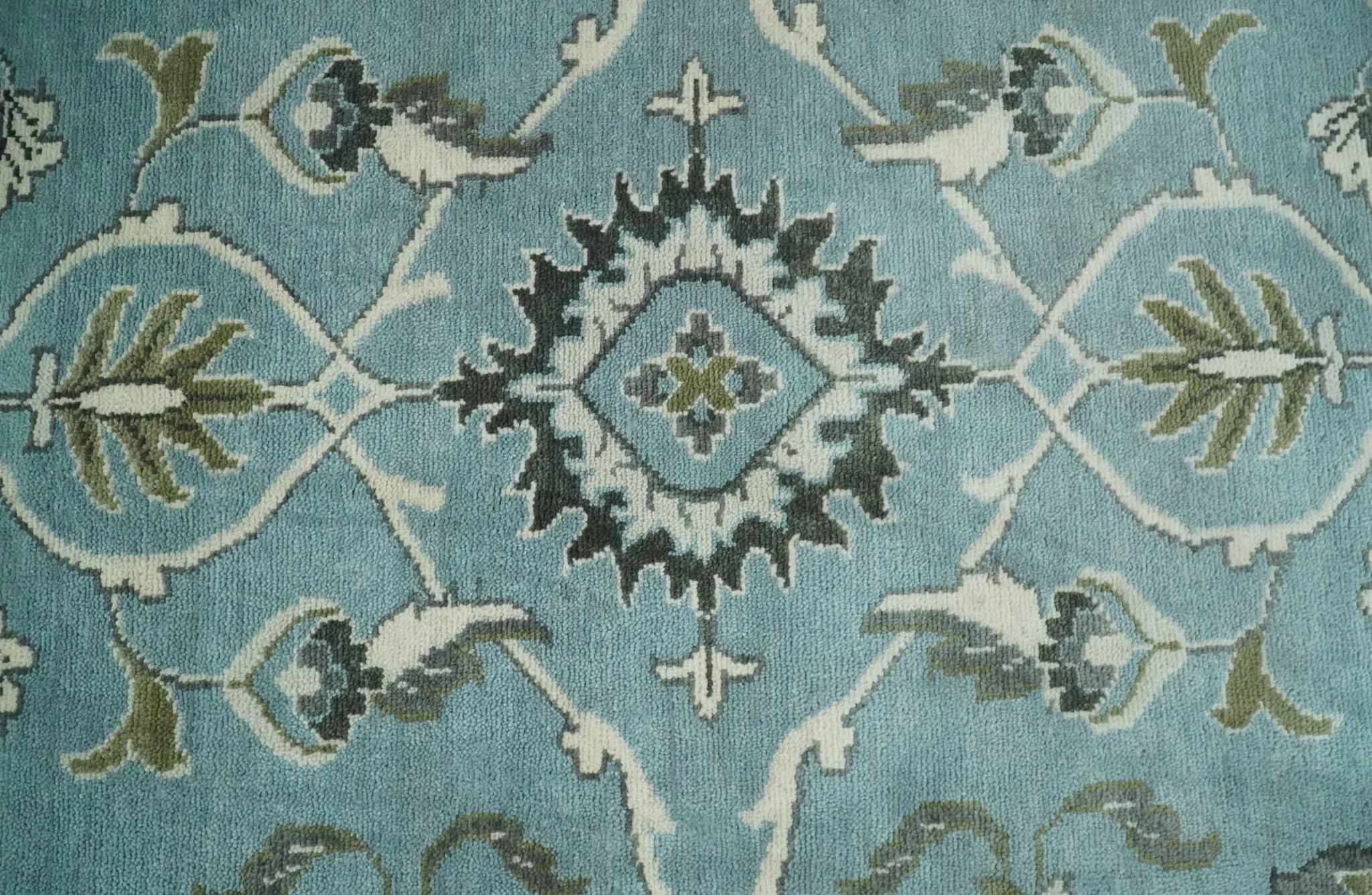 Antique 9x12 Hand Knotted Ivory and Ivory Traditional Vintage Persian Style Wool Rug | TRDCP854912 - Image 9