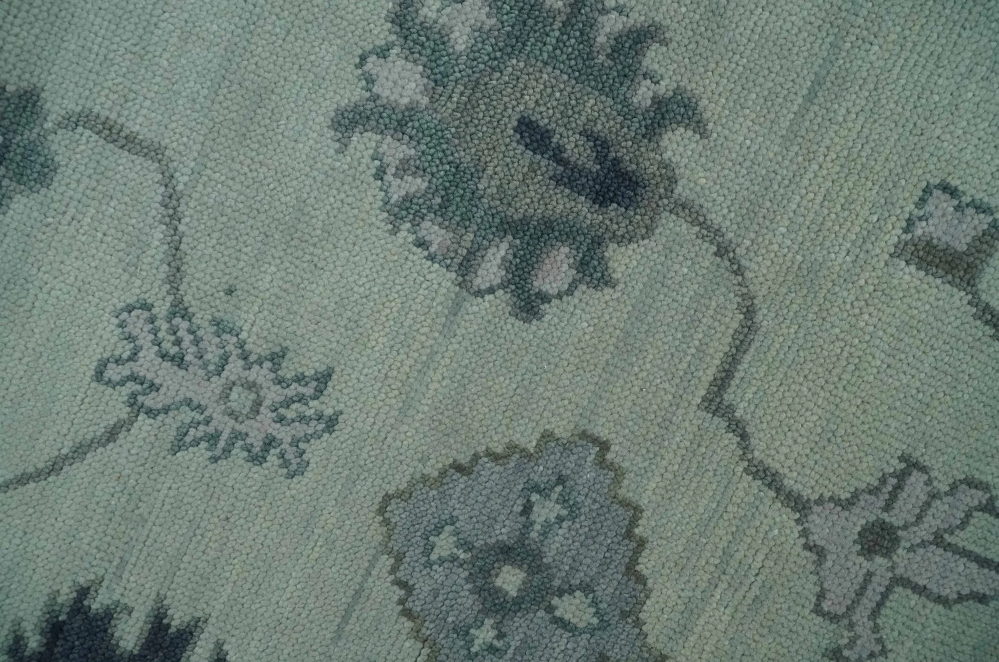 Antique multi size Hand Knotted Beige and Silver Traditional Floral Oushak wool Area Rug - Image 4