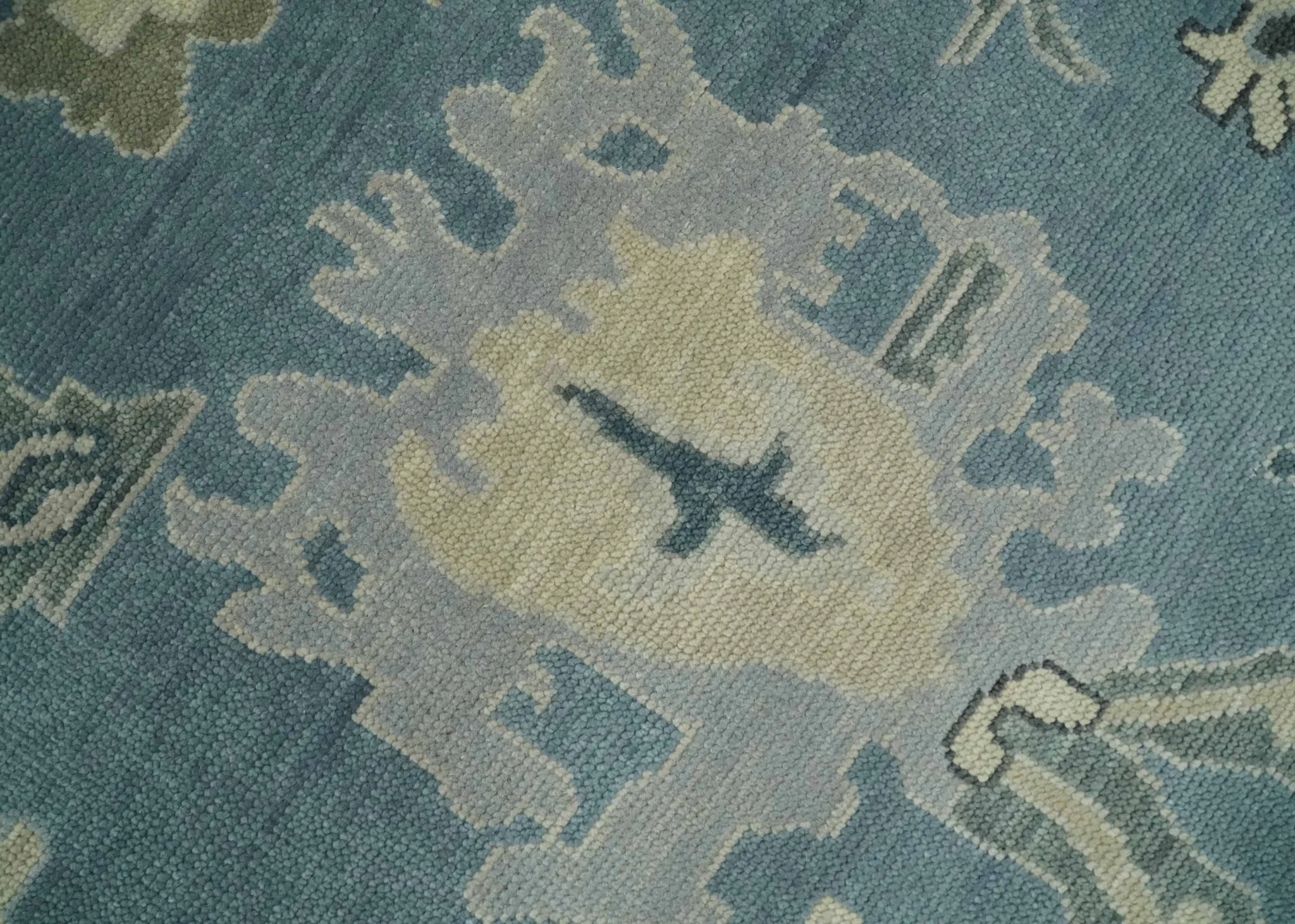 Antique Blue and Beige Multi size Hand Knotted Traditional Oushak Wool Area Rug - Image 4
