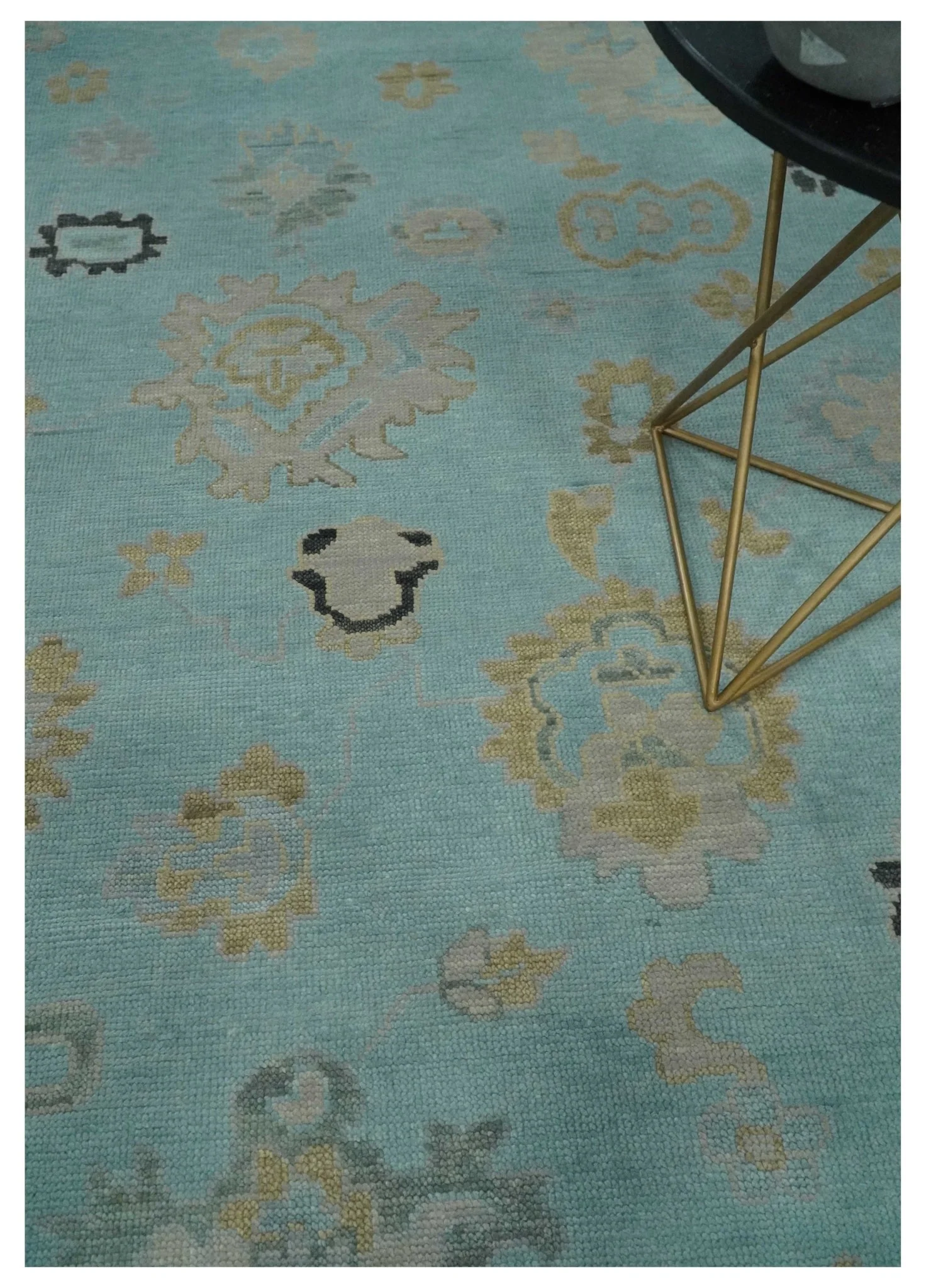 Antique Blue Charcoal Hand knotted Traditional Multi Size Oushak Wool Area Rug - Image 2