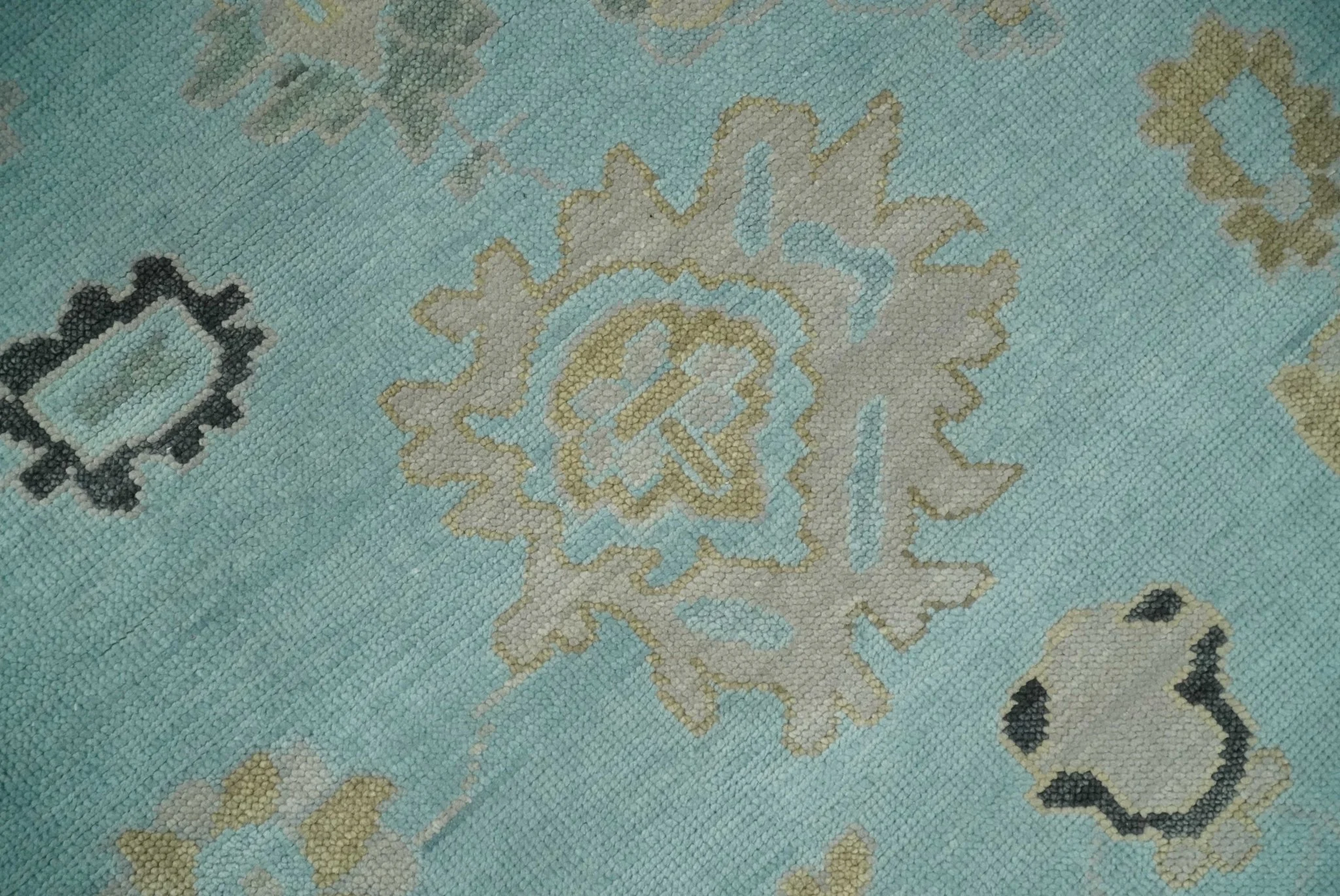 Antique Blue Charcoal Hand knotted Traditional Multi Size Oushak Wool Area Rug - Image 4