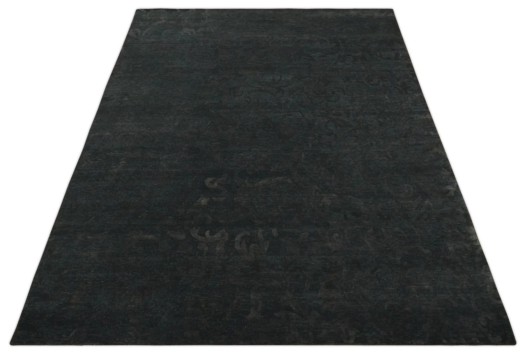 Antique Style Charcoal, Gray and Silver 8x10 Hand knotted wool Area Rug - Image 10
