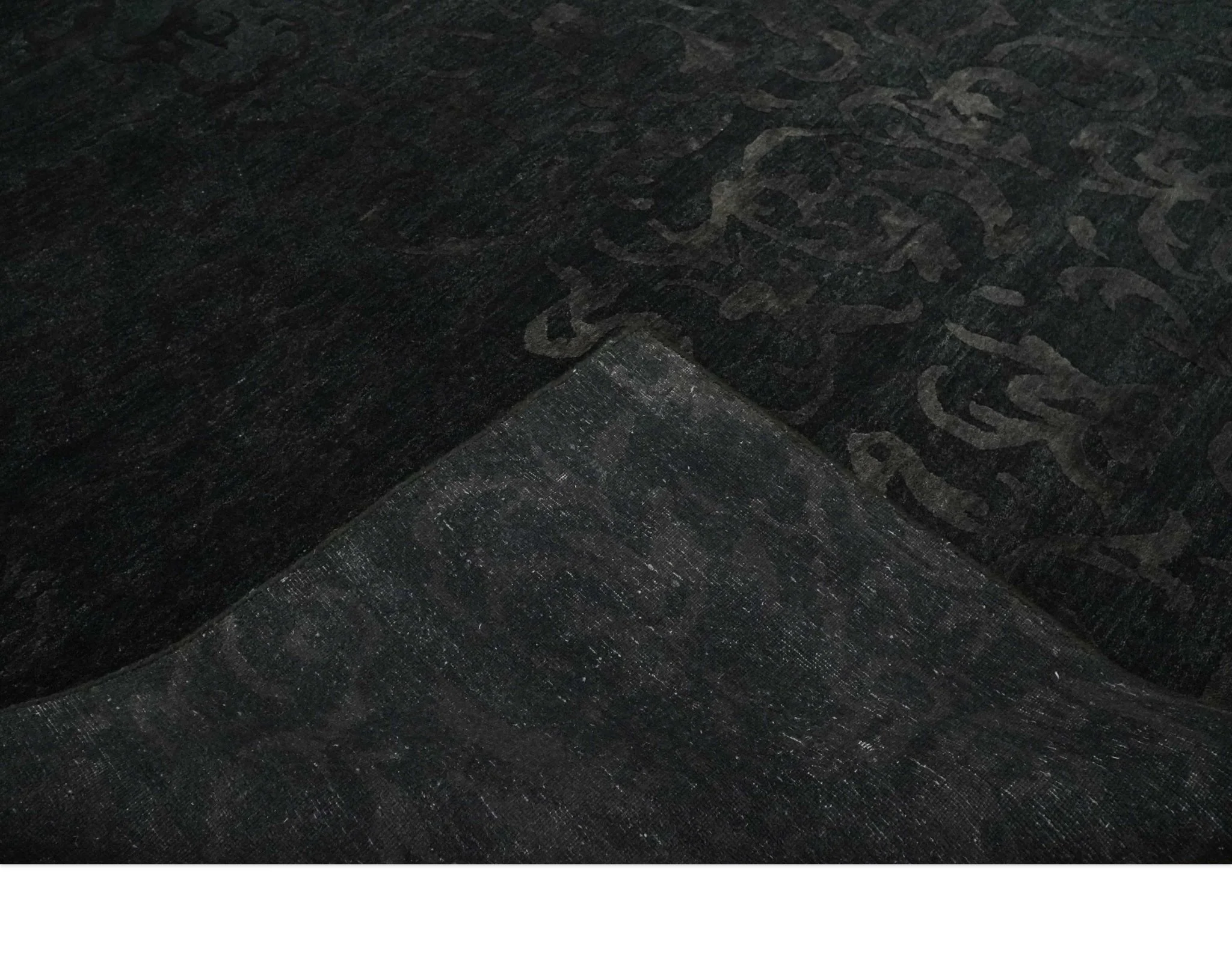 Antique Style Charcoal, Gray and Silver 8x10 Hand knotted wool Area Rug - Image 6