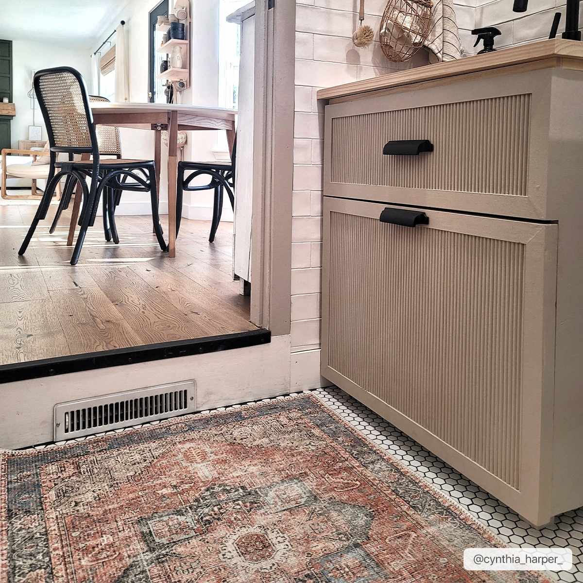 Antique Distressed Style Rust, Light Pink and Blue Machine Washable Rug - Image 11