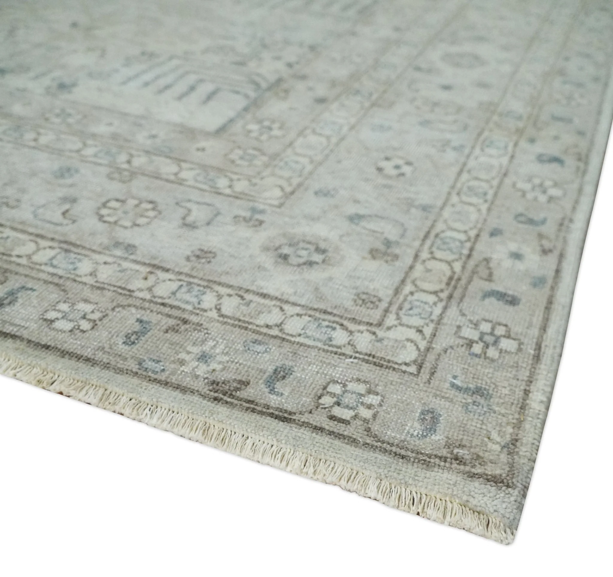 Tree of life Antique Distressed Finished Gray and Silver Low Pile Multi Size wool Area Rug - Image 5