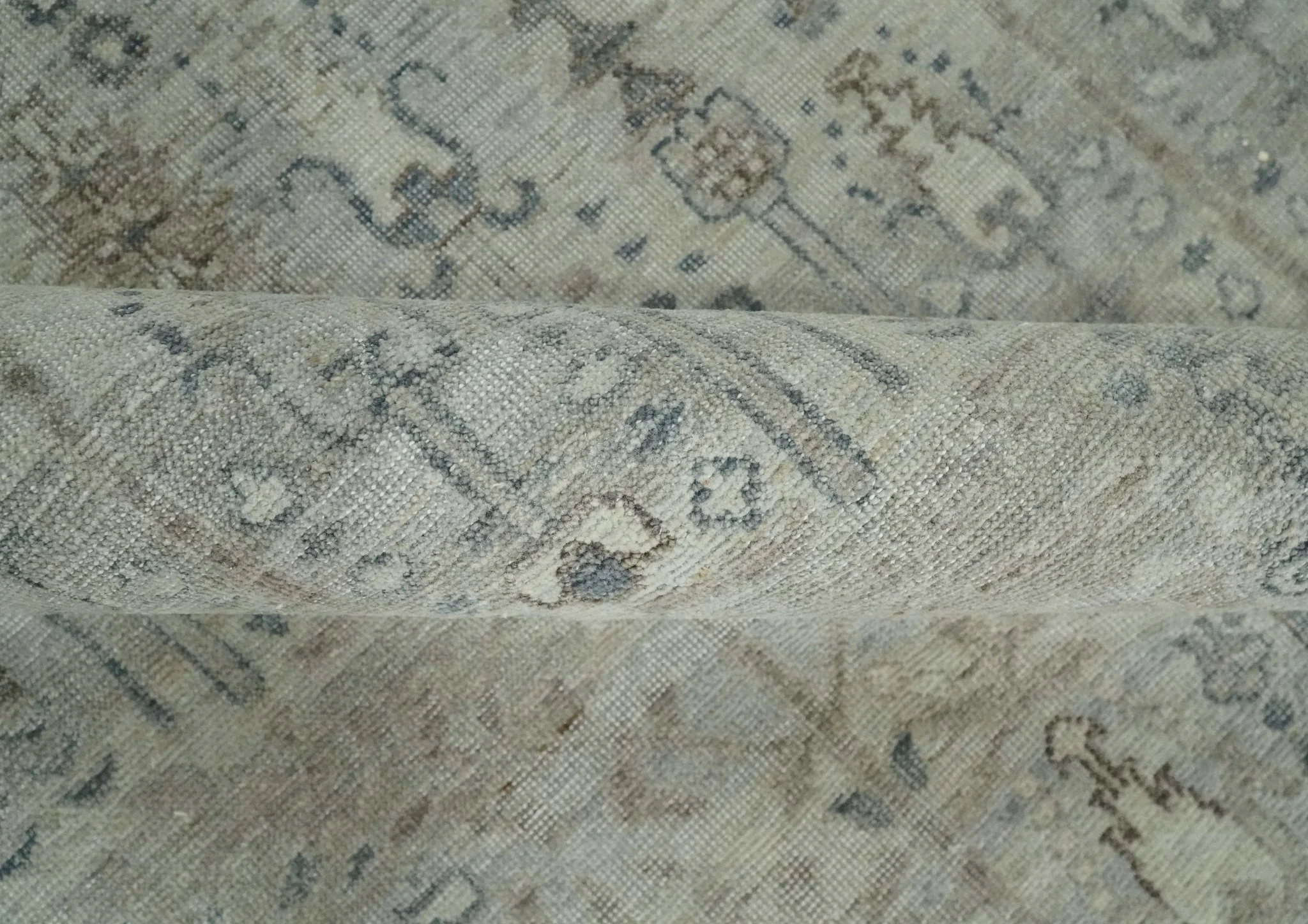 Tree of life Antique Distressed Finished Gray and Silver Low Pile Multi Size wool Area Rug - Image 6