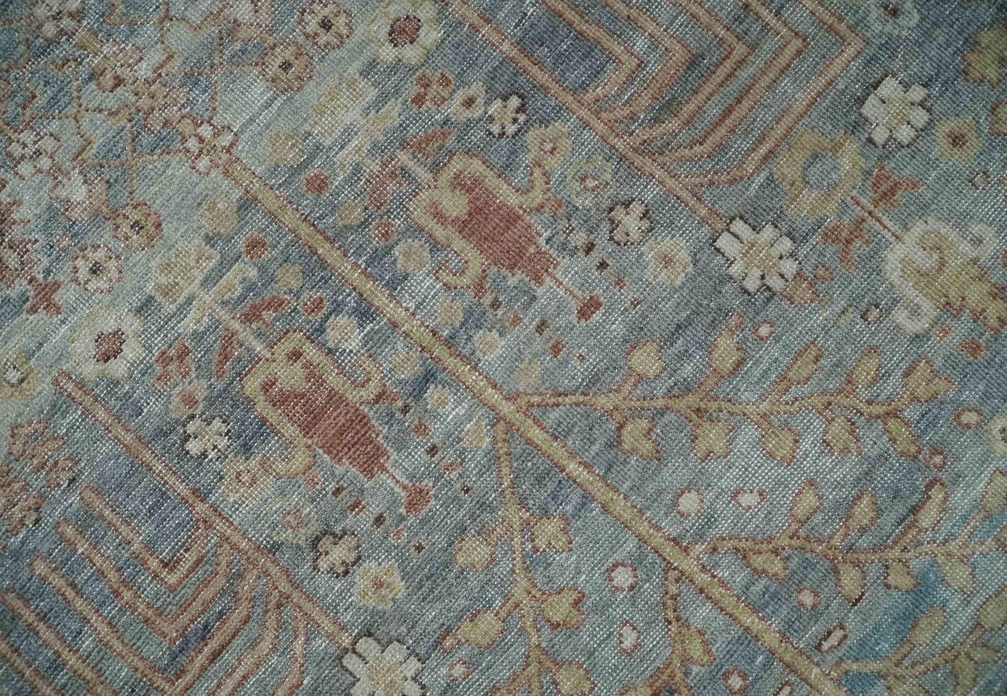 Tree of life Antique Distressed Finished Gray, Silver and Rust Low Pile Multi Size wool Area Rug - Image 4