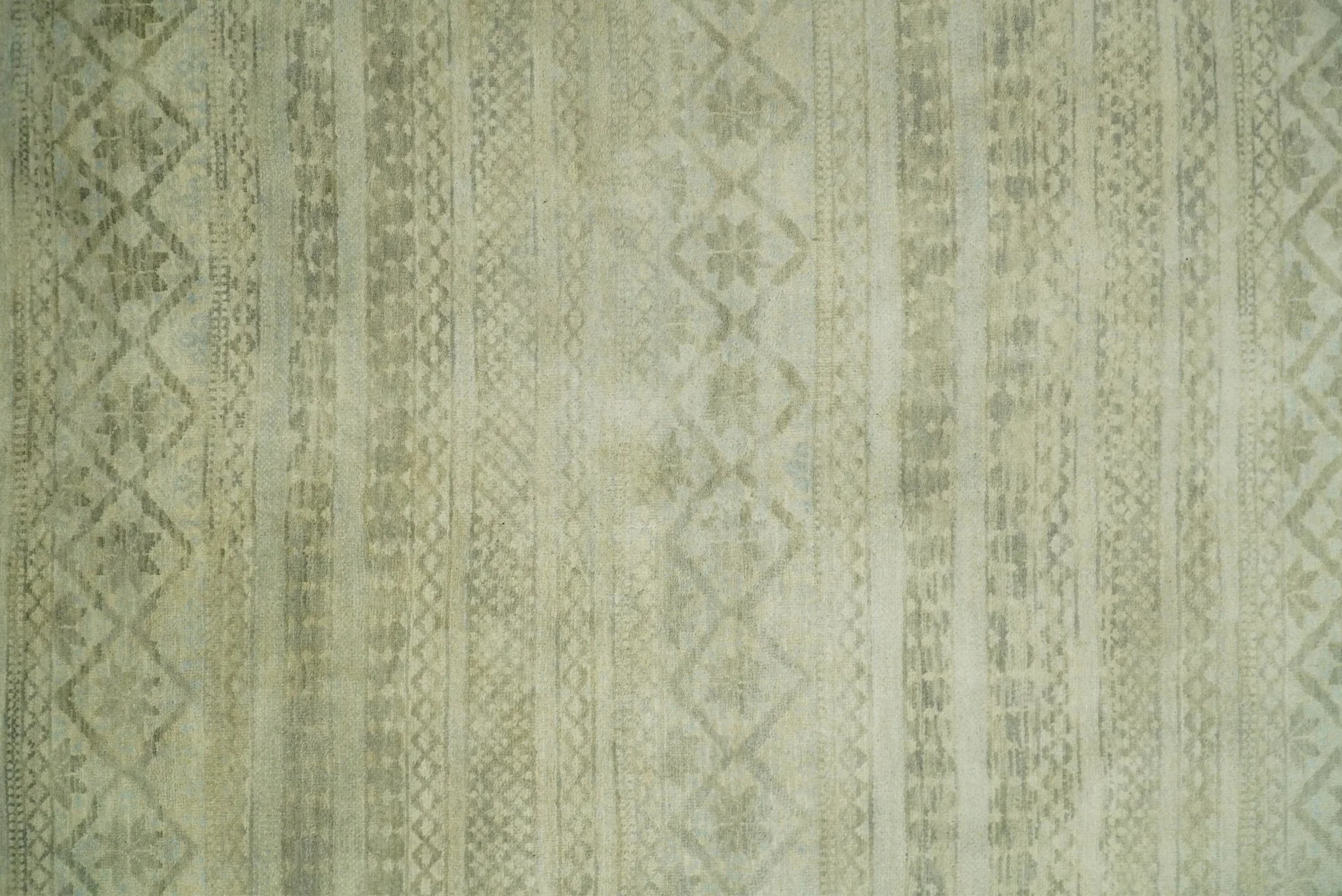 Antique faded 8x10 Vintage Oriental Traditional Olive and Beige Wool Area Rug | TRDCP547810 - Image 10