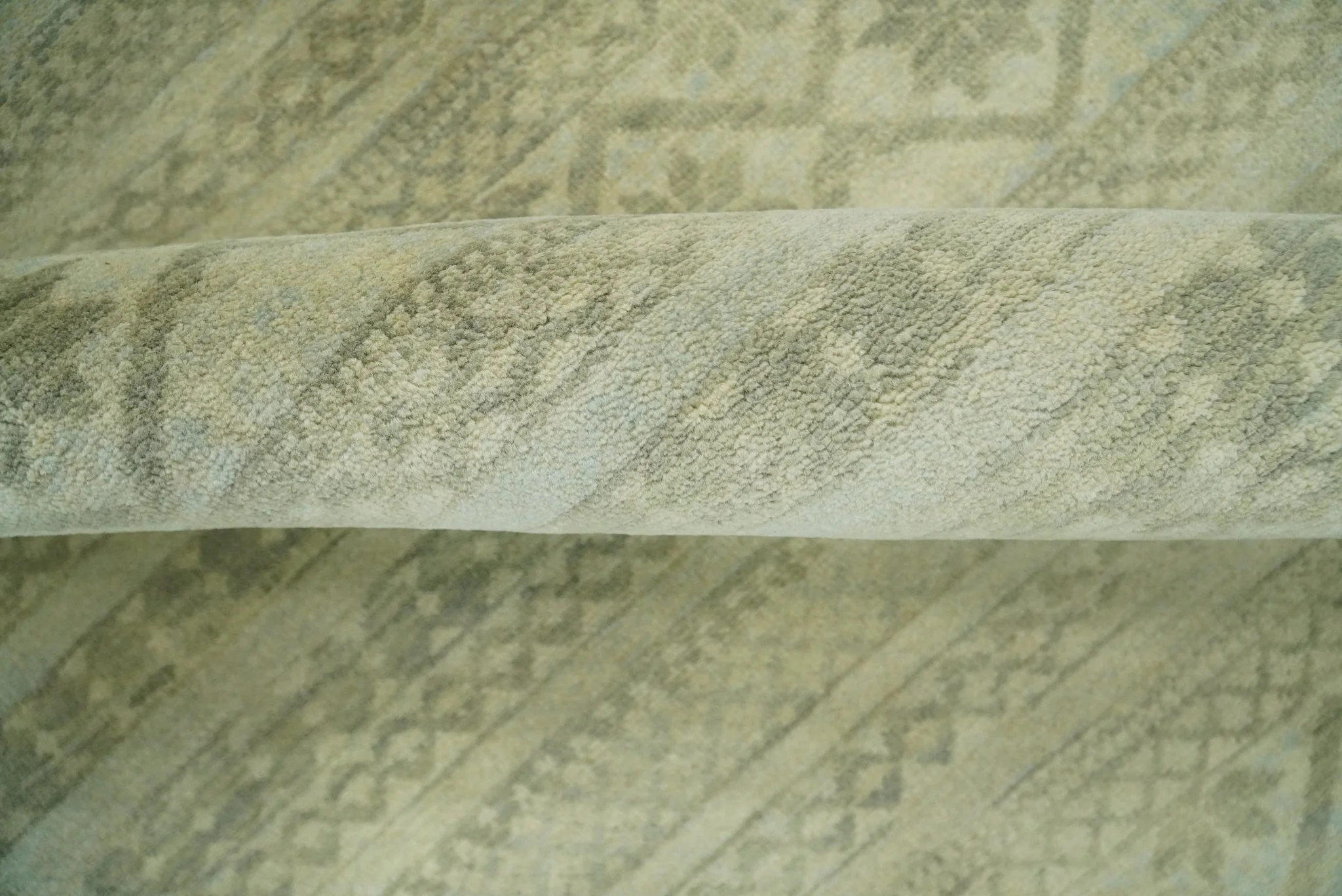 Antique faded 8x10 Vintage Oriental Traditional Olive and Beige Wool Area Rug | TRDCP547810 - Image 9