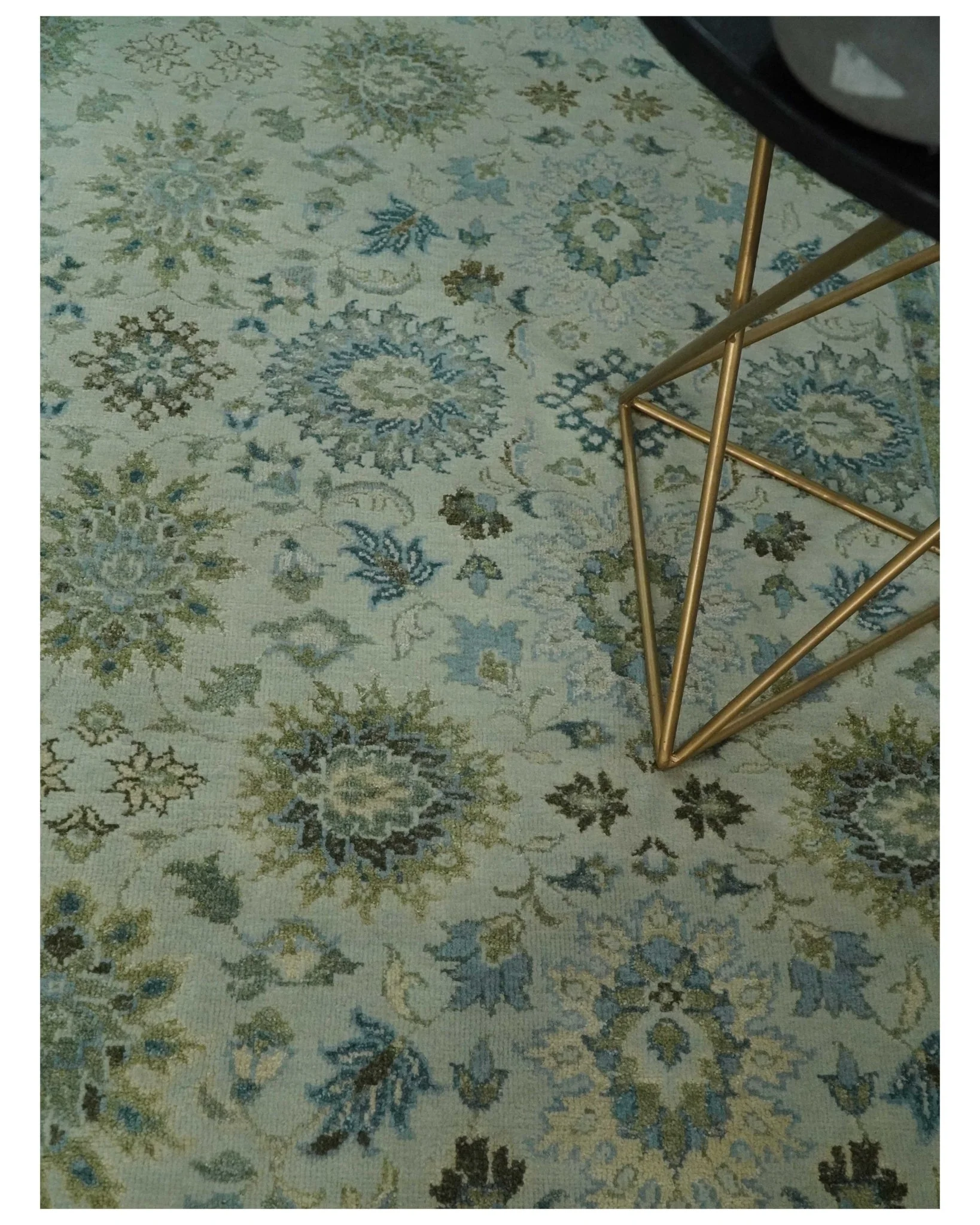 Antique Fine 8x10 Hand Knotted Beige and Blue Traditional Vintage Persian Wool Rug | TRDCP828810 - Image 2