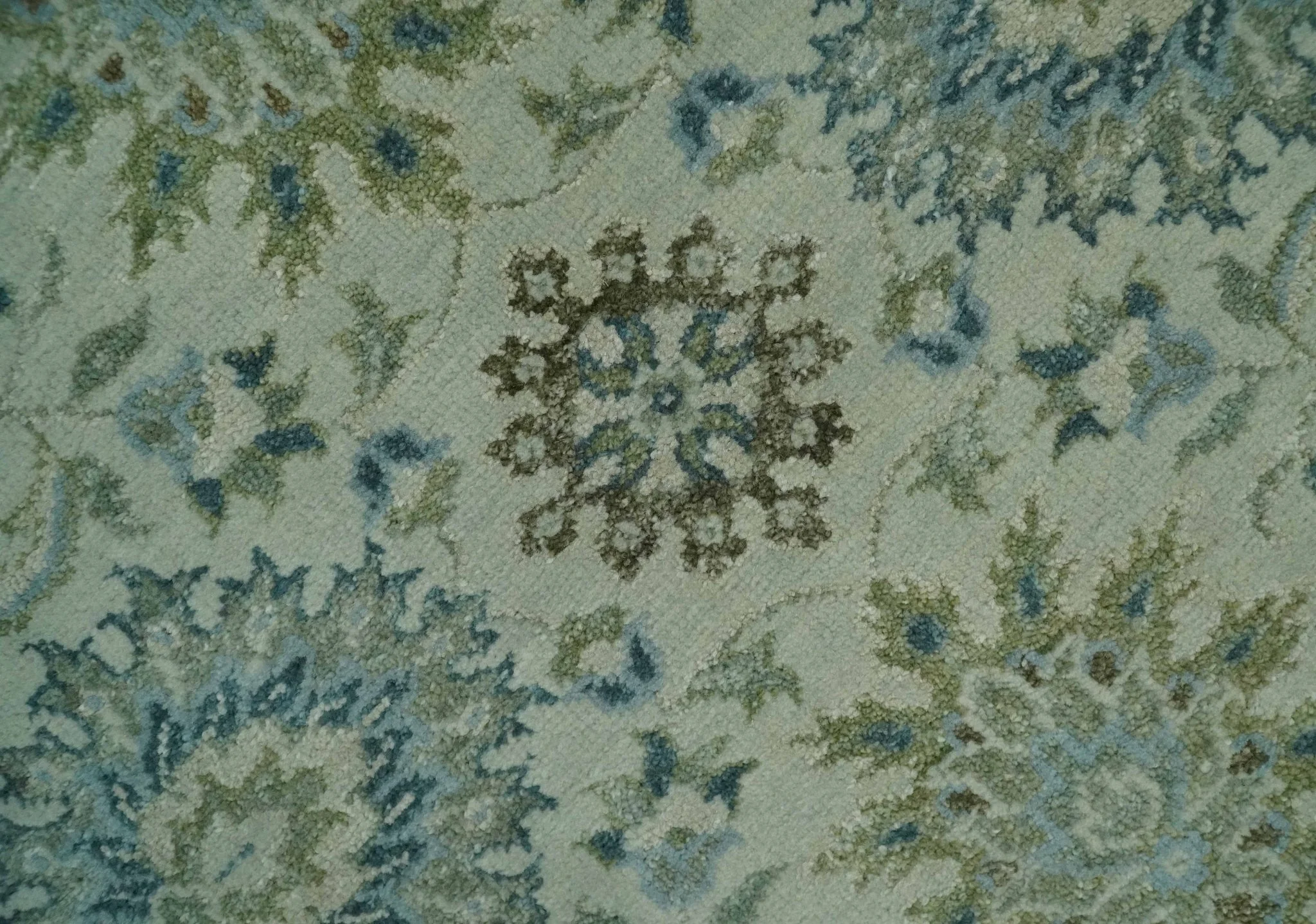 Antique Fine 8x10 Hand Knotted Beige and Blue Traditional Vintage Persian Wool Rug | TRDCP828810 - Image 4