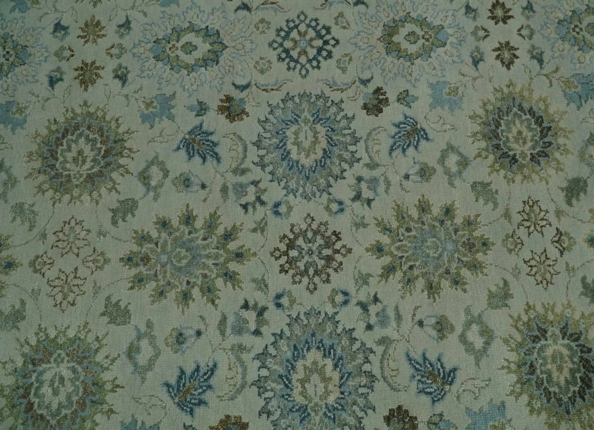 Antique Fine 8x10 Hand Knotted Beige and Blue Traditional Vintage Persian Wool Rug | TRDCP828810 - Image 9