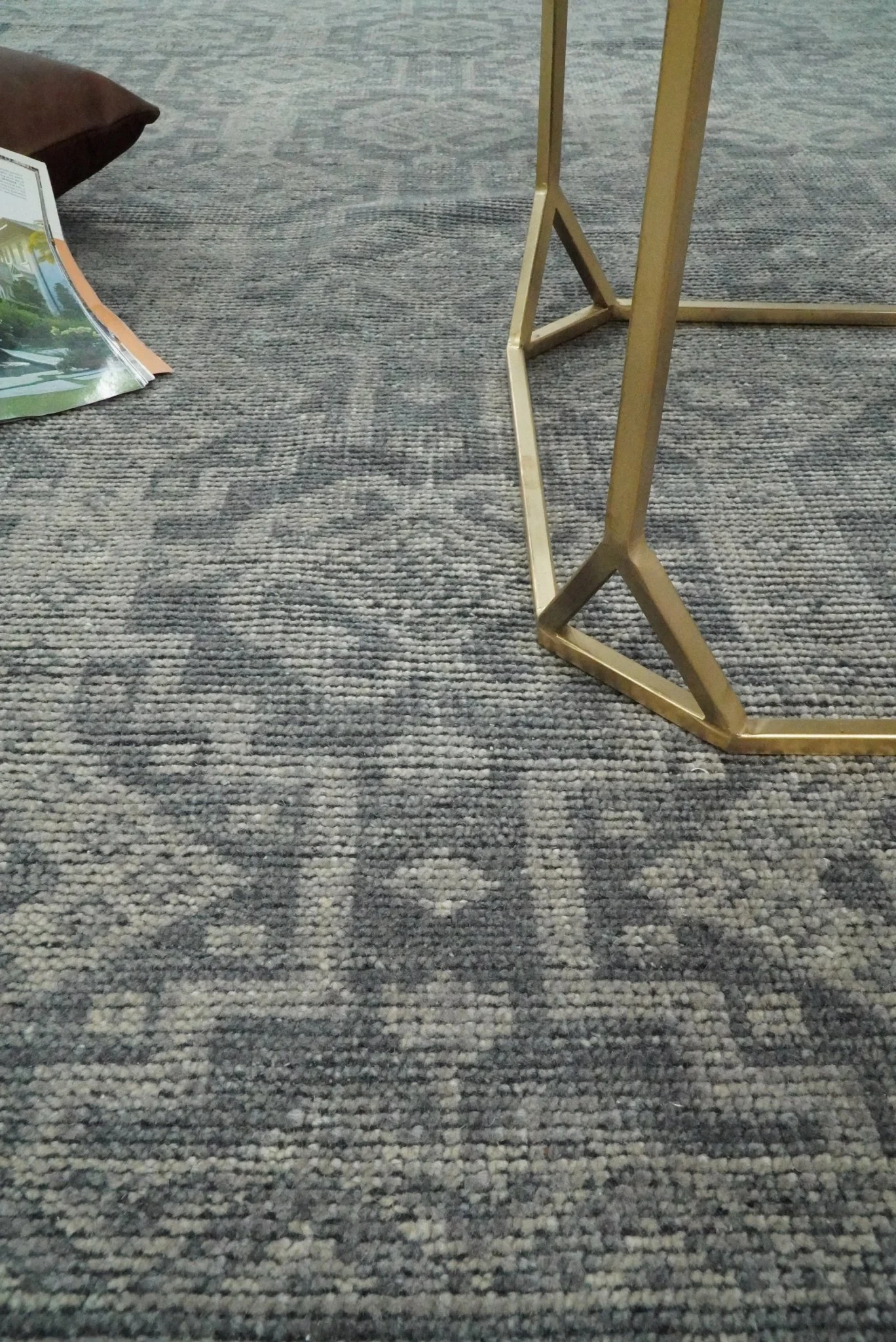 Custom Made Antique Finish Hand knotted Silver and Charcoal Wool Area Rug, Kids, Living Room and Bedroom Rug - Image 2