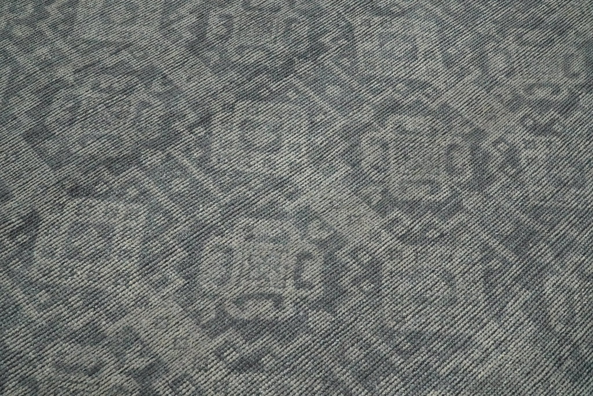 Custom Made Antique Finish Hand knotted Silver and Charcoal Wool Area Rug, Kids, Living Room and Bedroom Rug - Image 3