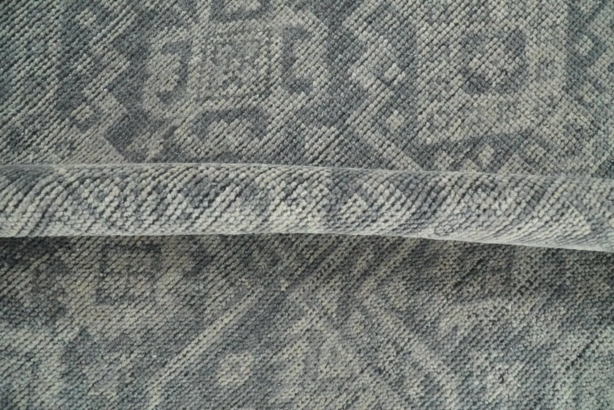 Custom Made Antique Finish Hand knotted Silver and Charcoal Wool Area Rug, Kids, Living Room and Bedroom Rug - Image 6