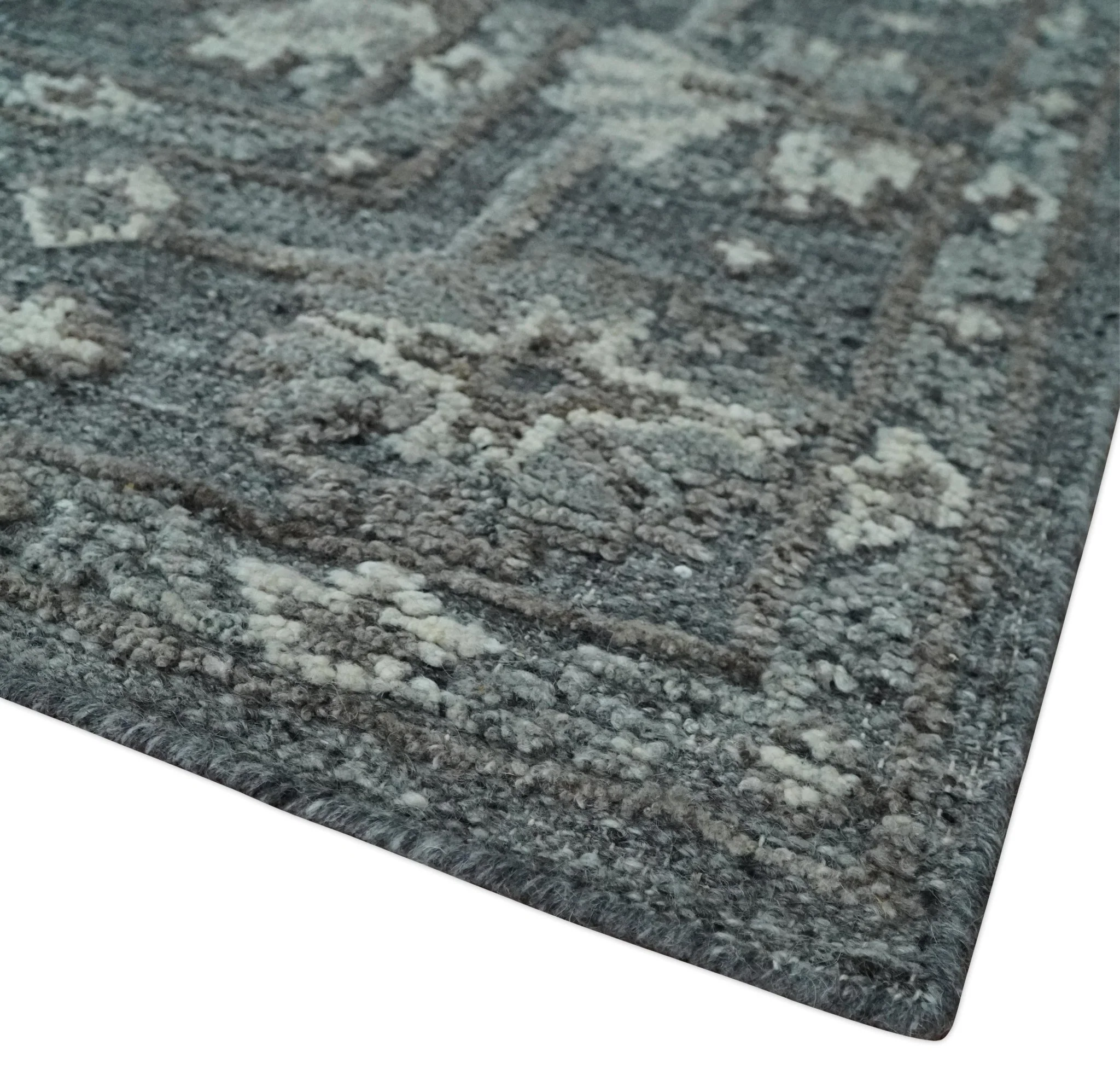 Antique Style Charcoal and Ivory 8x10 hand knotted Oushak wool Area rug - Image 5