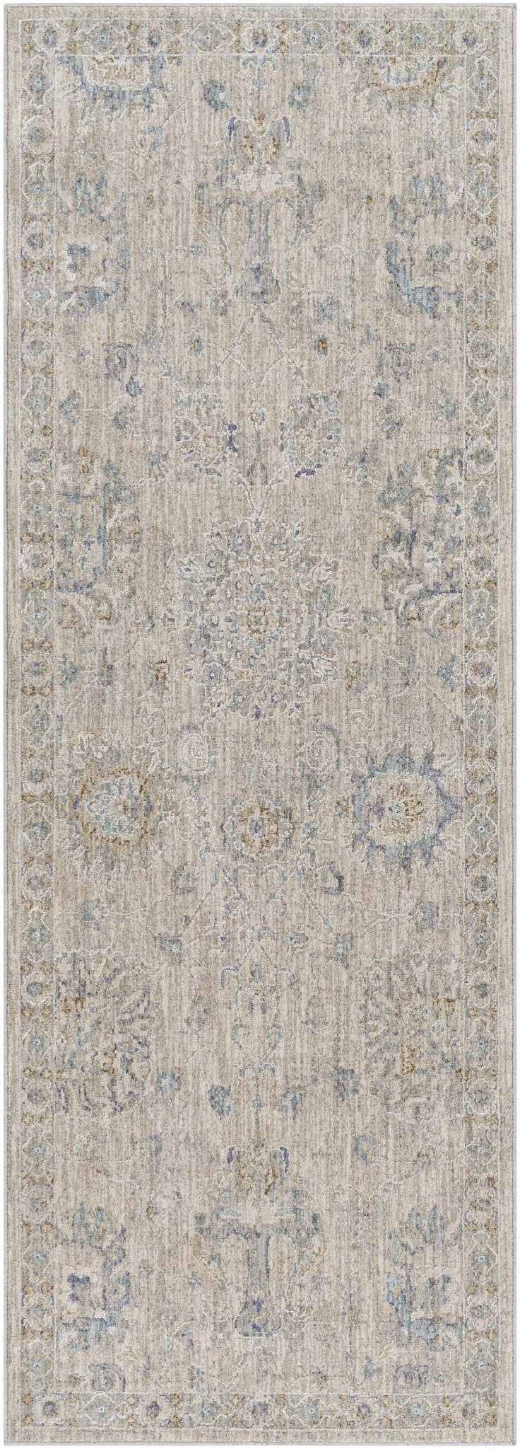 Antique Look Floral Beige and Charcoal Traditional Design Area Rug - Image 10