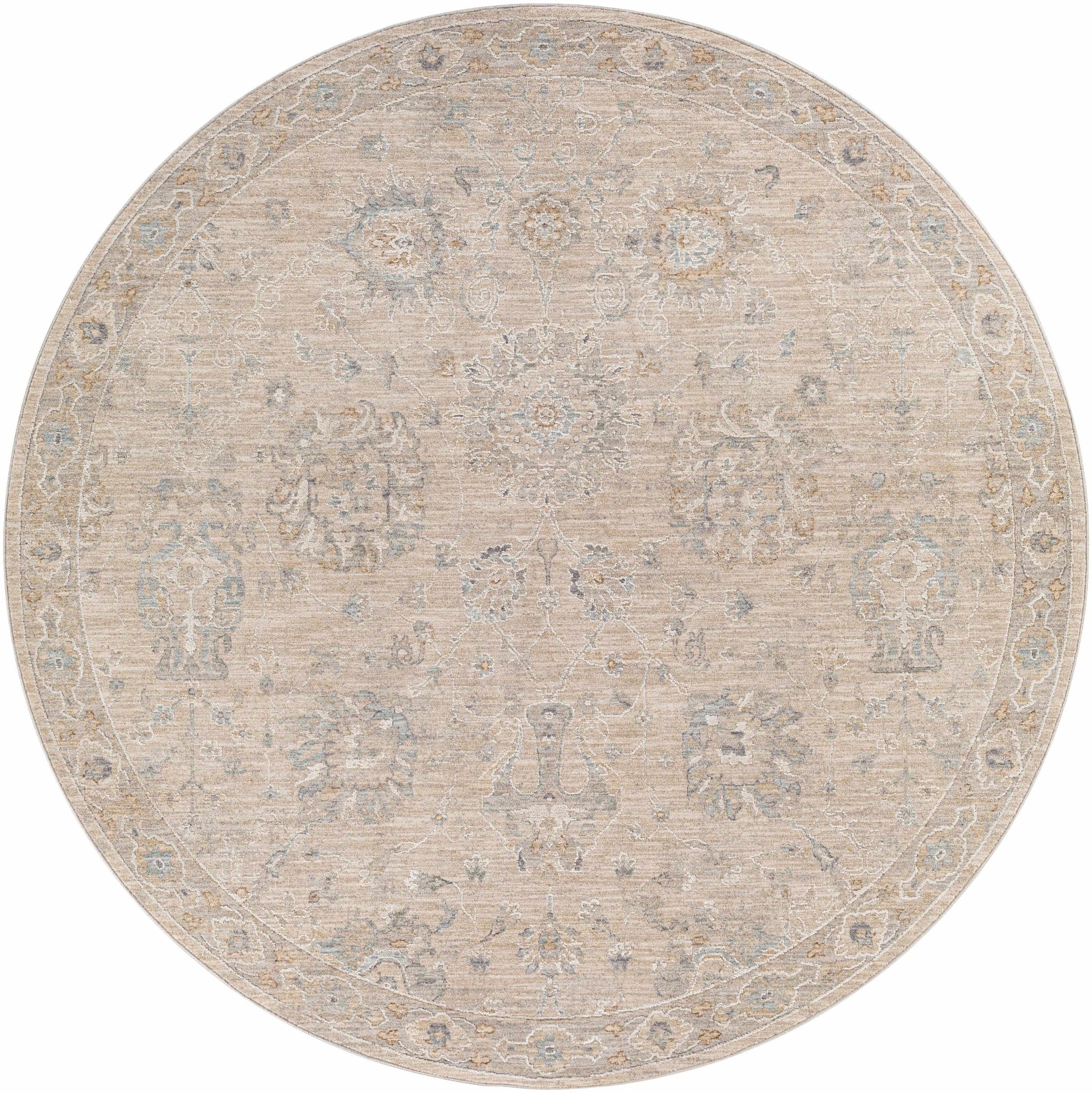 Antique Look Floral Beige and Charcoal Traditional Design Area Rug - Image 11
