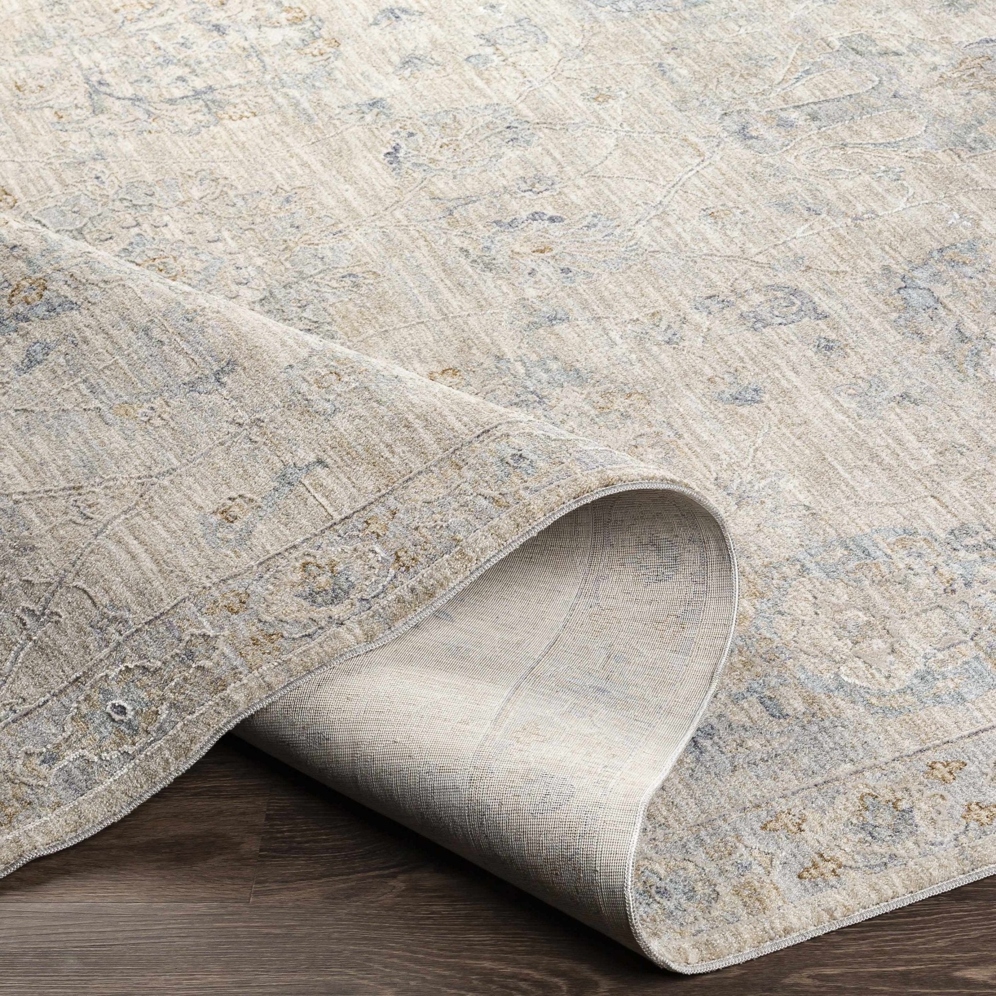 Antique Look Floral Beige and Charcoal Traditional Design Area Rug - Image 14