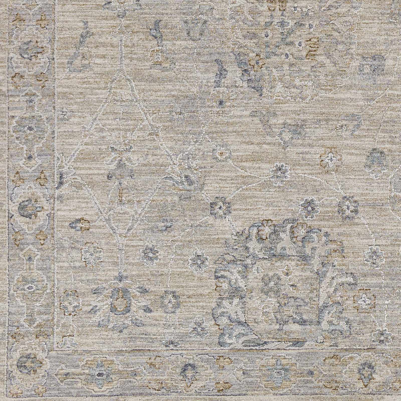Antique Look Floral Beige and Charcoal Traditional Design Area Rug - Image 15