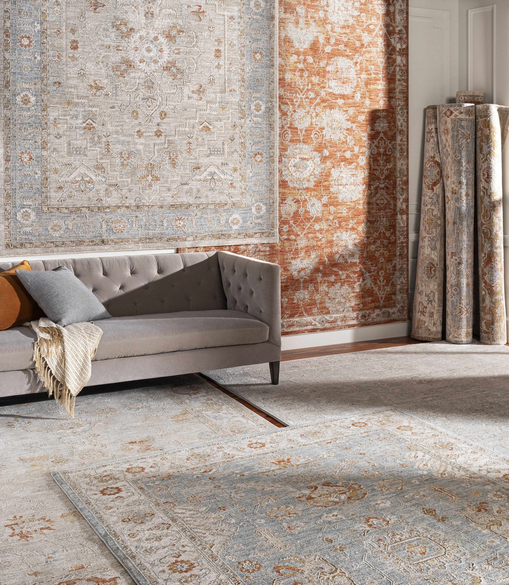 Antique Look Floral Beige and Charcoal Traditional Design Area Rug - Image 16