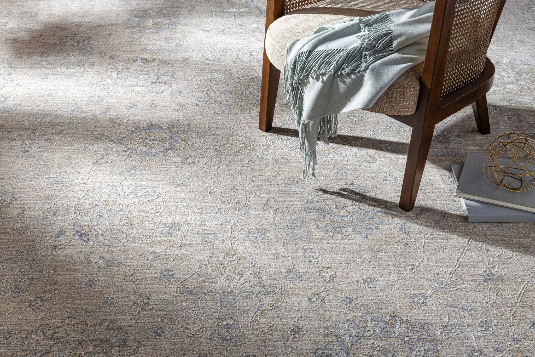 Antique Look Floral Beige and Charcoal Traditional Design Area Rug - Image 17